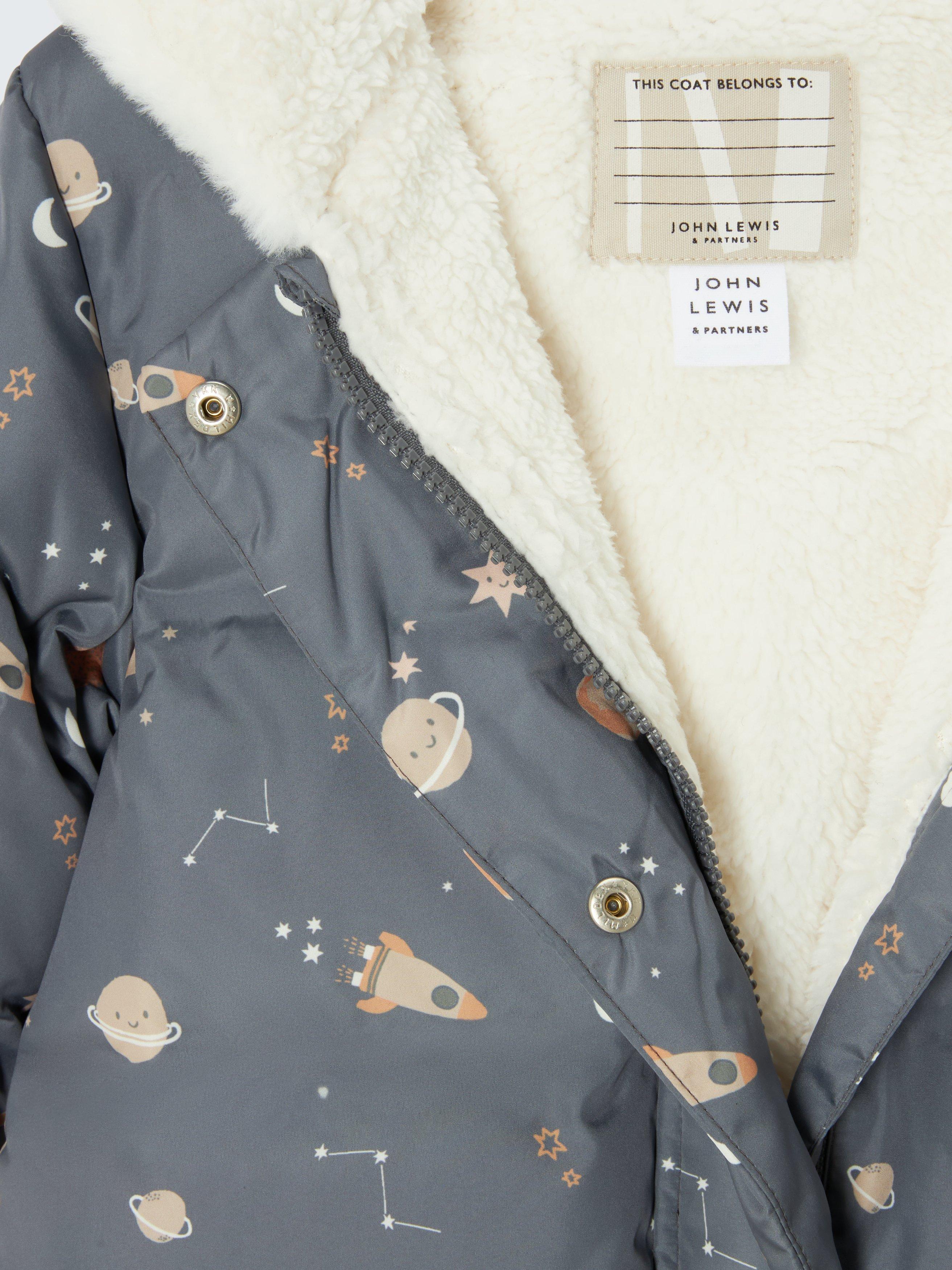 Product image 6 of 6, which shows John Lewis Baby Space Snowsuit & Mittens Set, Grey, Newborn