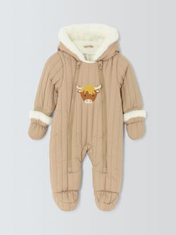 John Lewis Baby Highland Cow Snowsuit, Natural, Natural