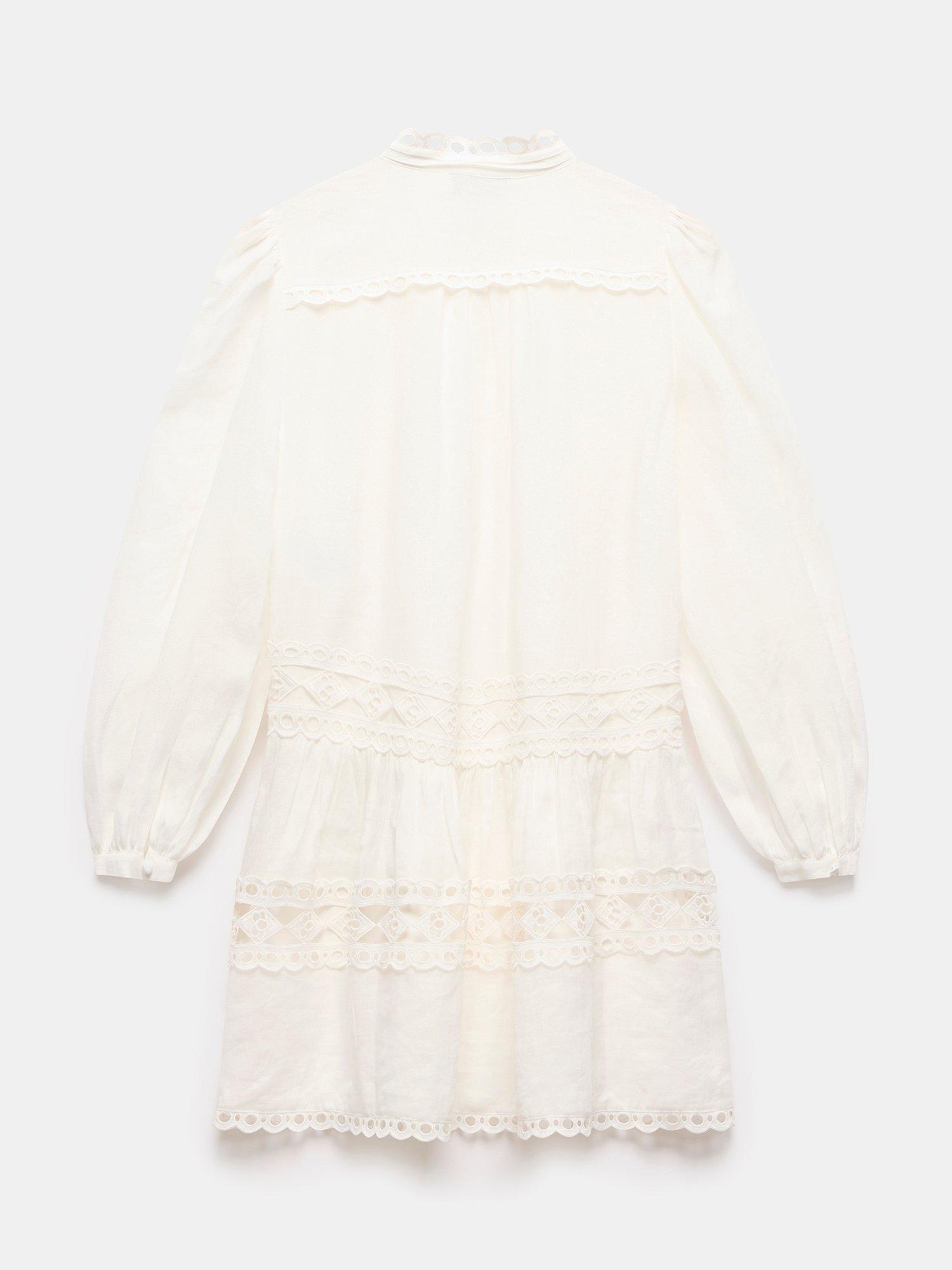 Product image 8 of 8, which shows Mint Velvet Lace Detail Mini Dress, Ivory, 12