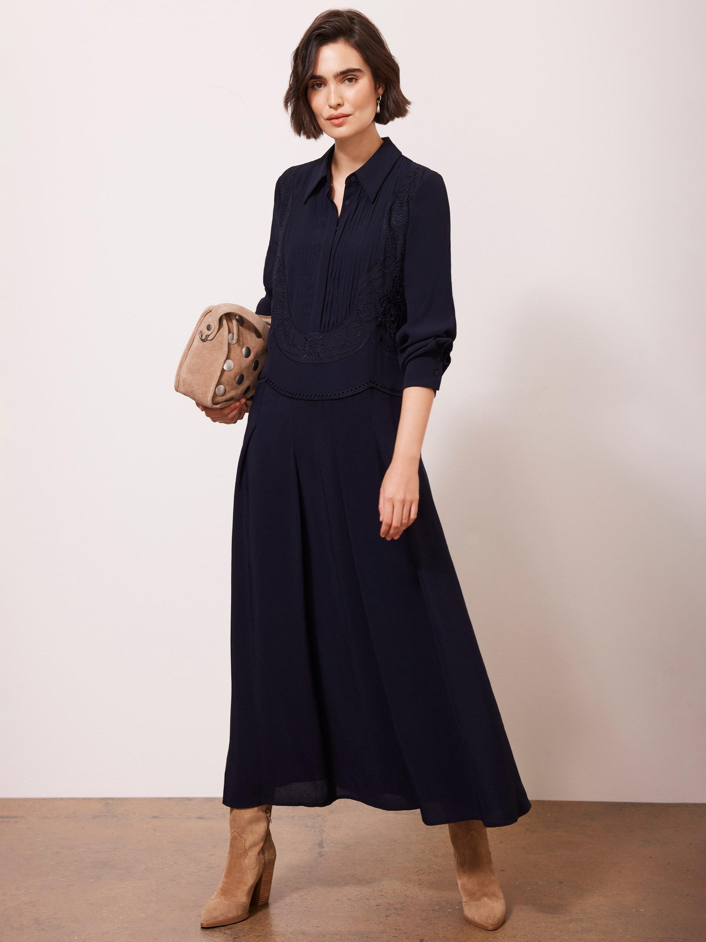 Product image 1 of 8, which shows Mint Velvet Shirt Maxi Dress, Blue Navy, 6