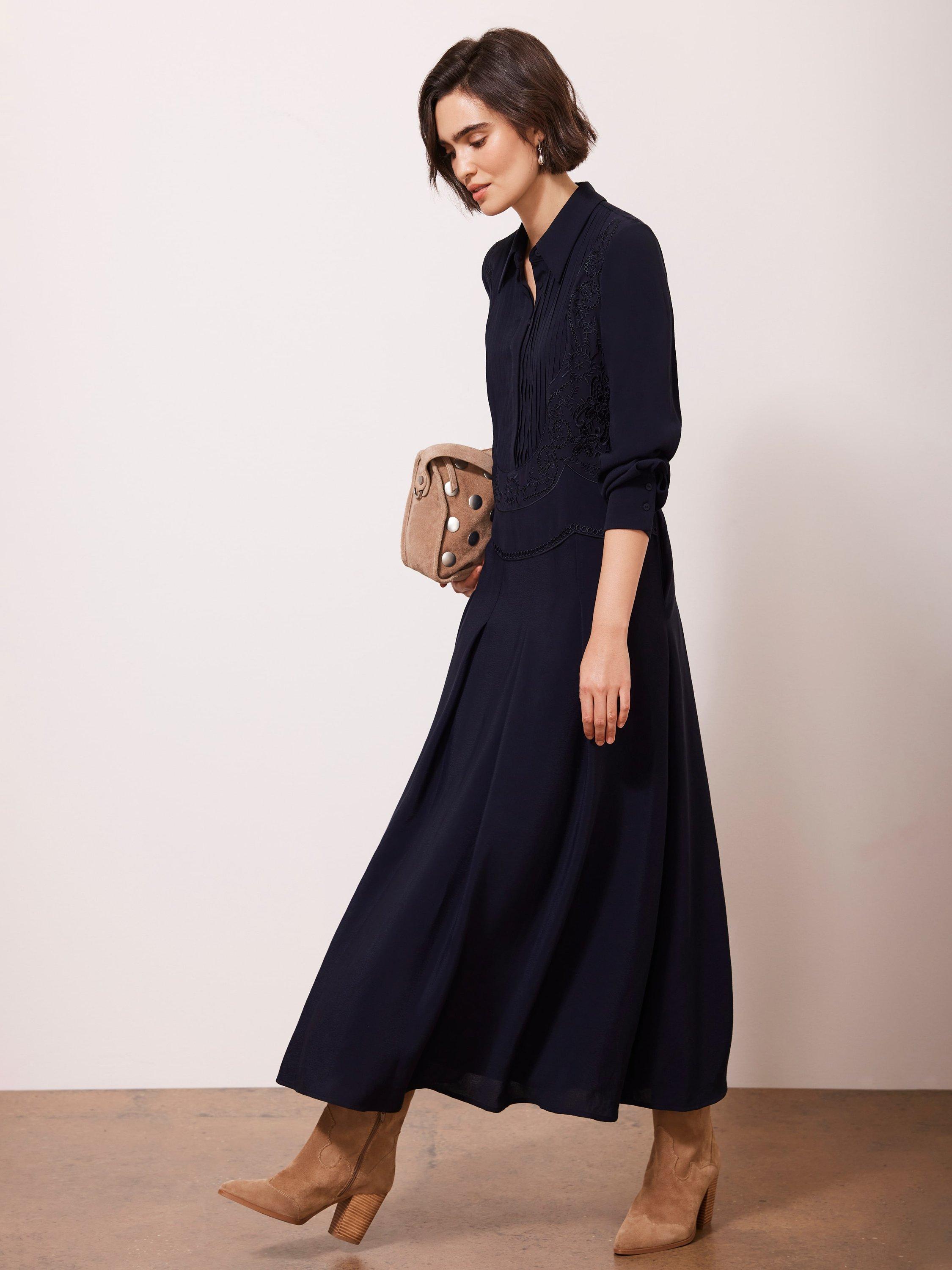 Product image 2 of 8, which shows Mint Velvet Shirt Maxi Dress, Blue Navy, 6