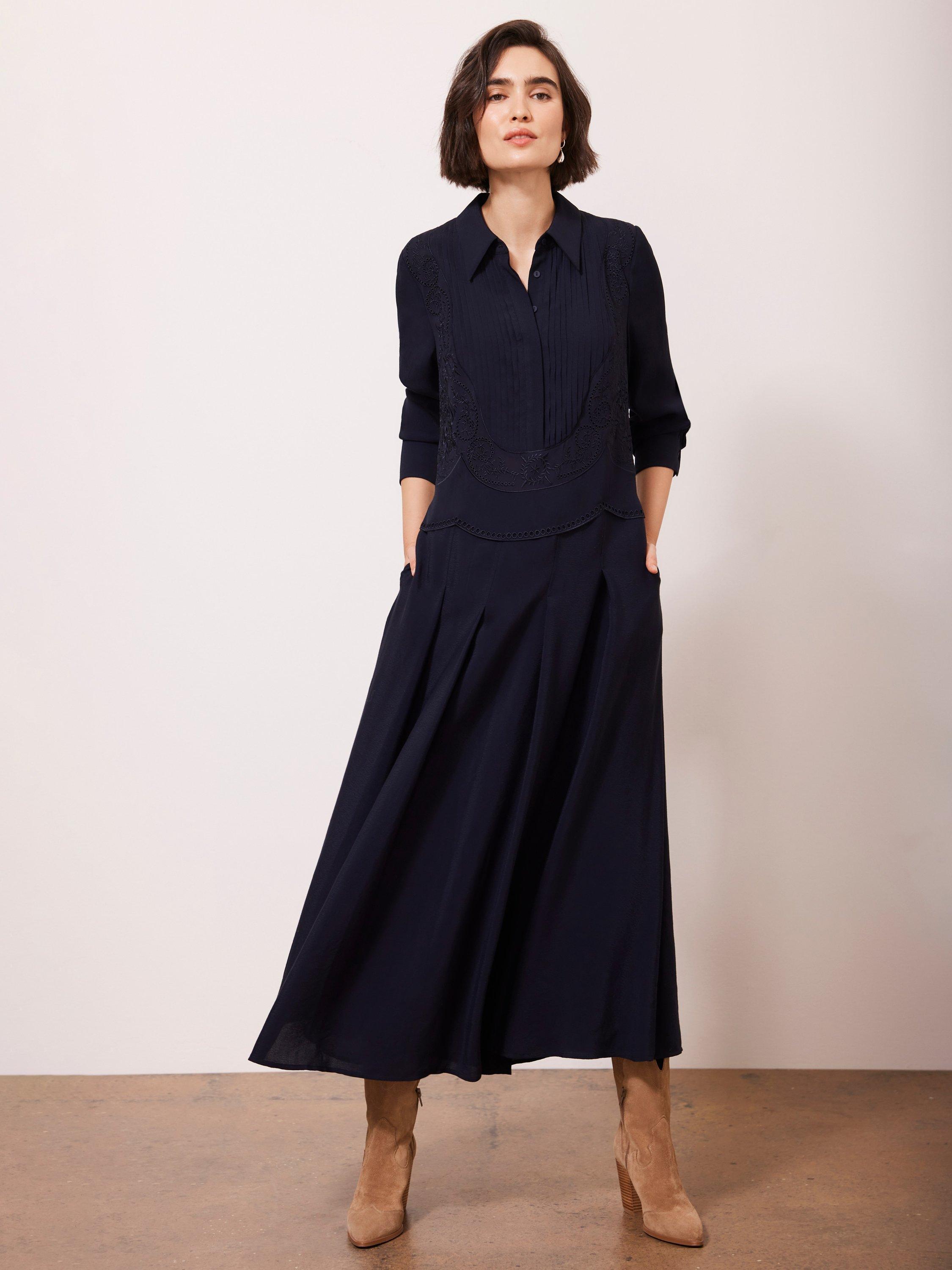 Product image 3 of 8, which shows Mint Velvet Shirt Maxi Dress, Blue Navy, 6