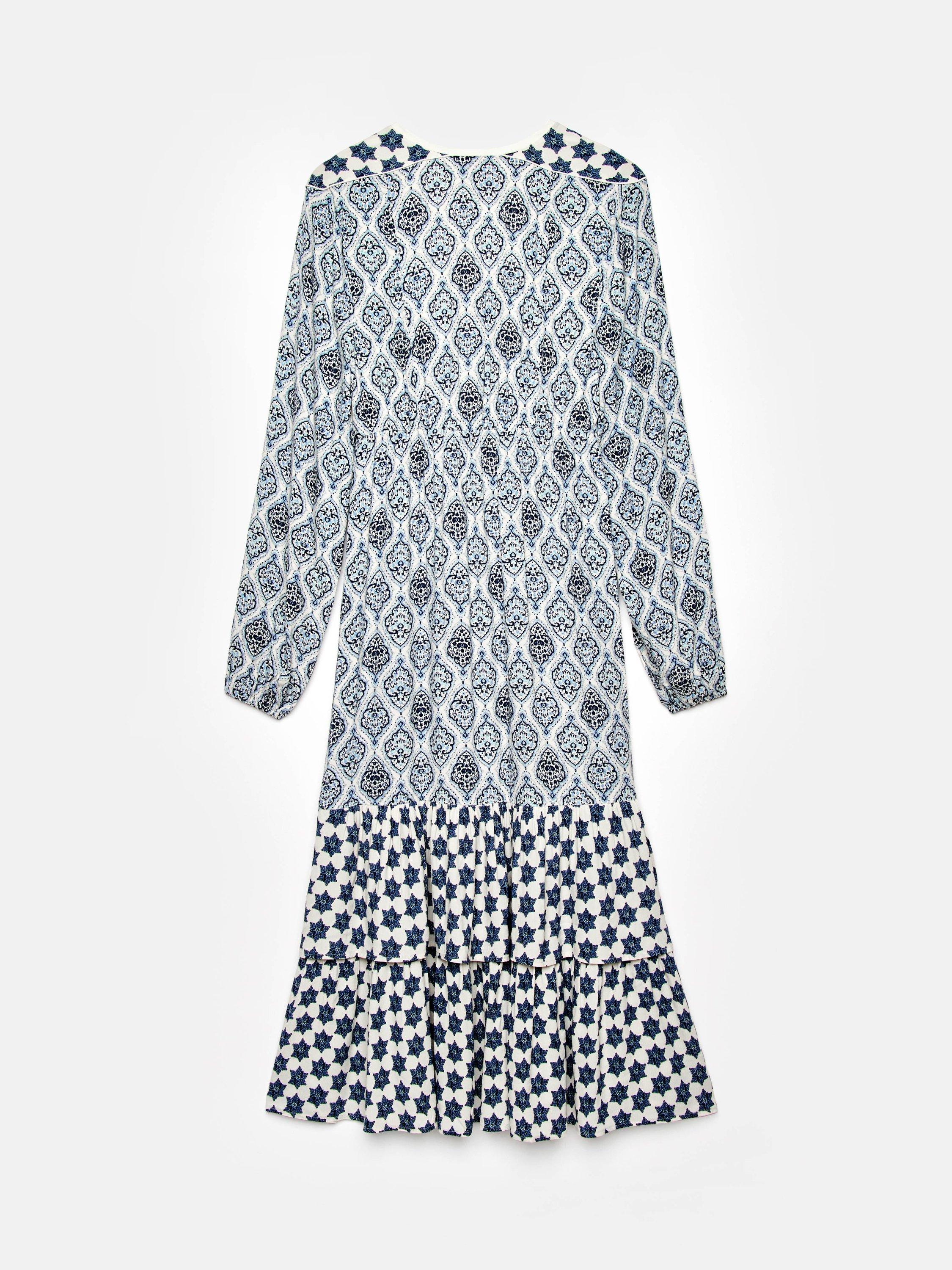 Product image 8 of 9, which shows Mint Velvet Geo Mixed Print Midi Dress, Blue/Multi, 6