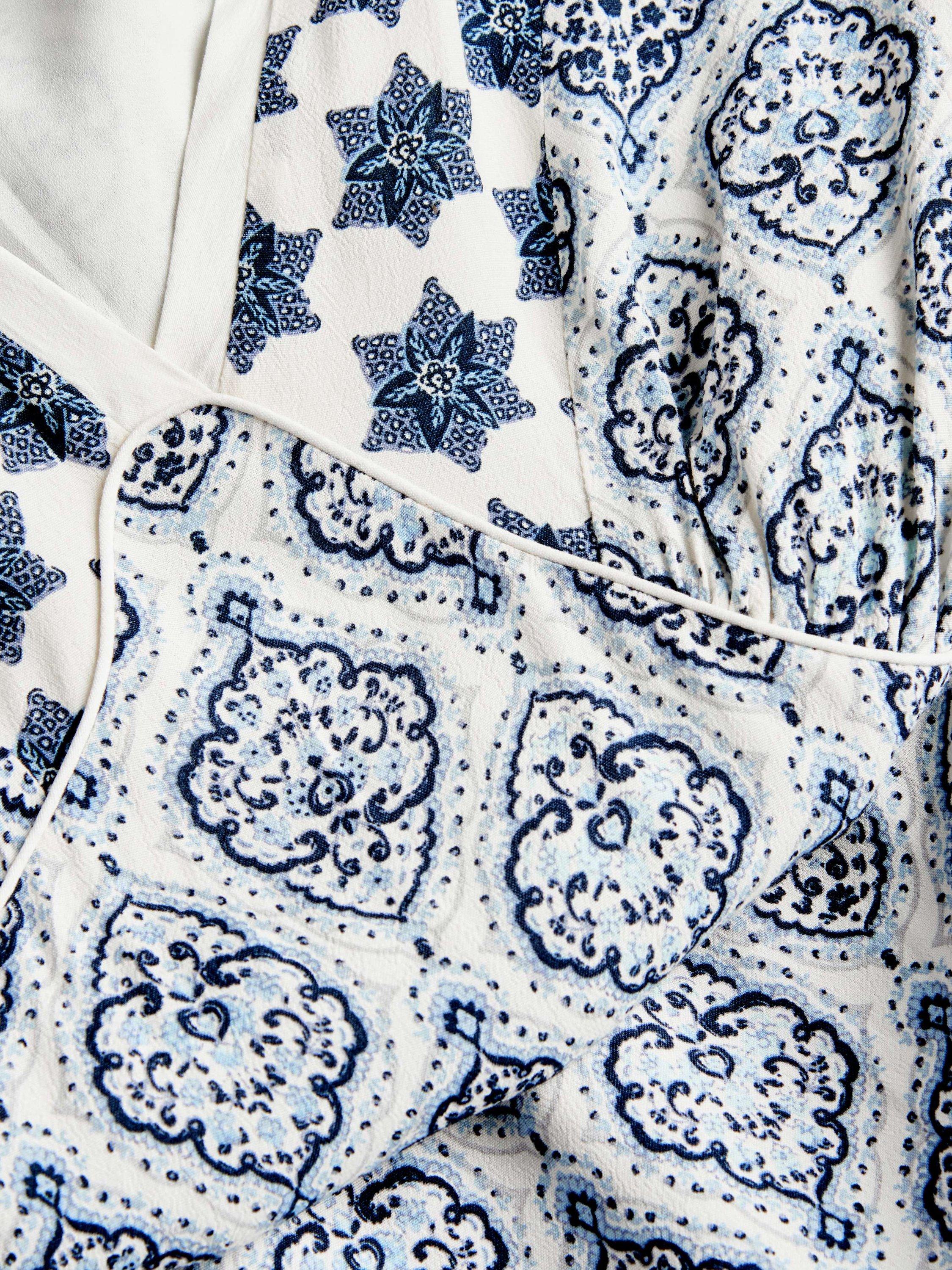 Product image 9 of 9, which shows Mint Velvet Geo Mixed Print Midi Dress, Blue/Multi, 6