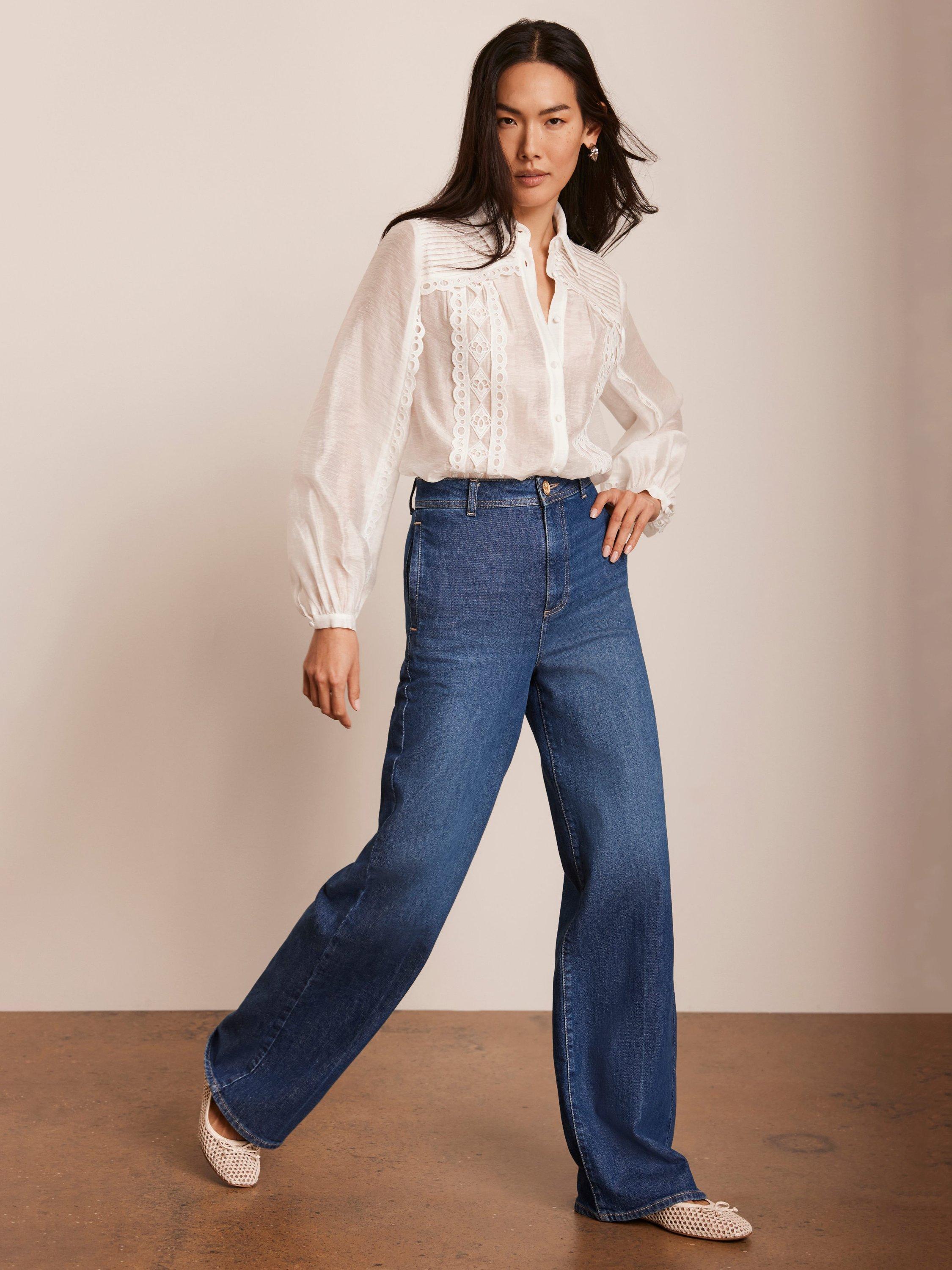 Product image 2 of 7, which shows Mint Velvet High Rise Wide Leg Jeans, Indigo, 6R