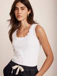 Mint Velvet Scallop Trim Vest Top, White Ivory