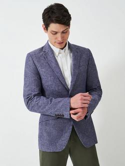 Crew Clothing Fortescue Linen Blazer, Mid Blue