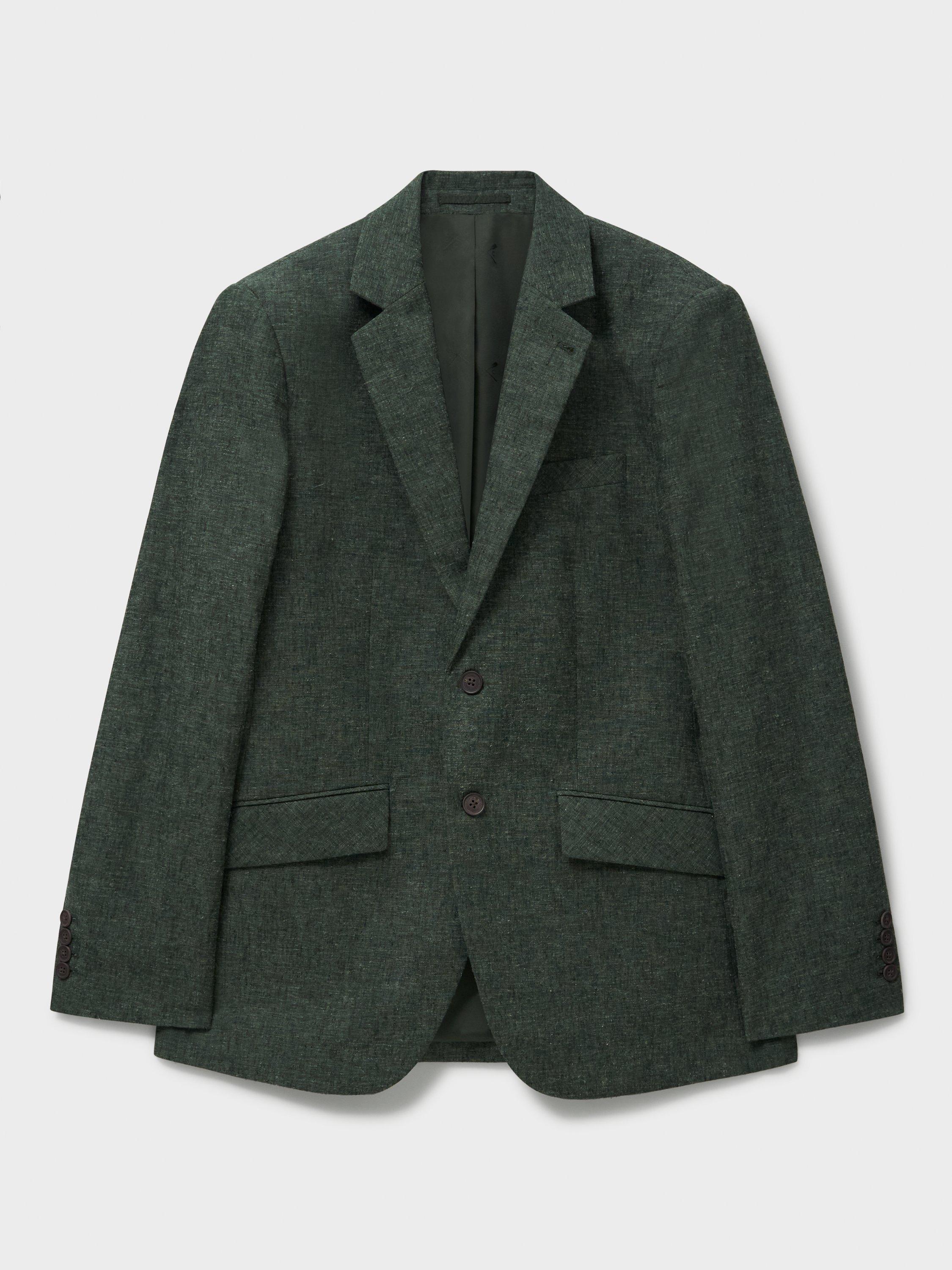 Product image 5 of 5, which shows Crew Clothing Fortescue Linen Blazer, Mid Green, 36L