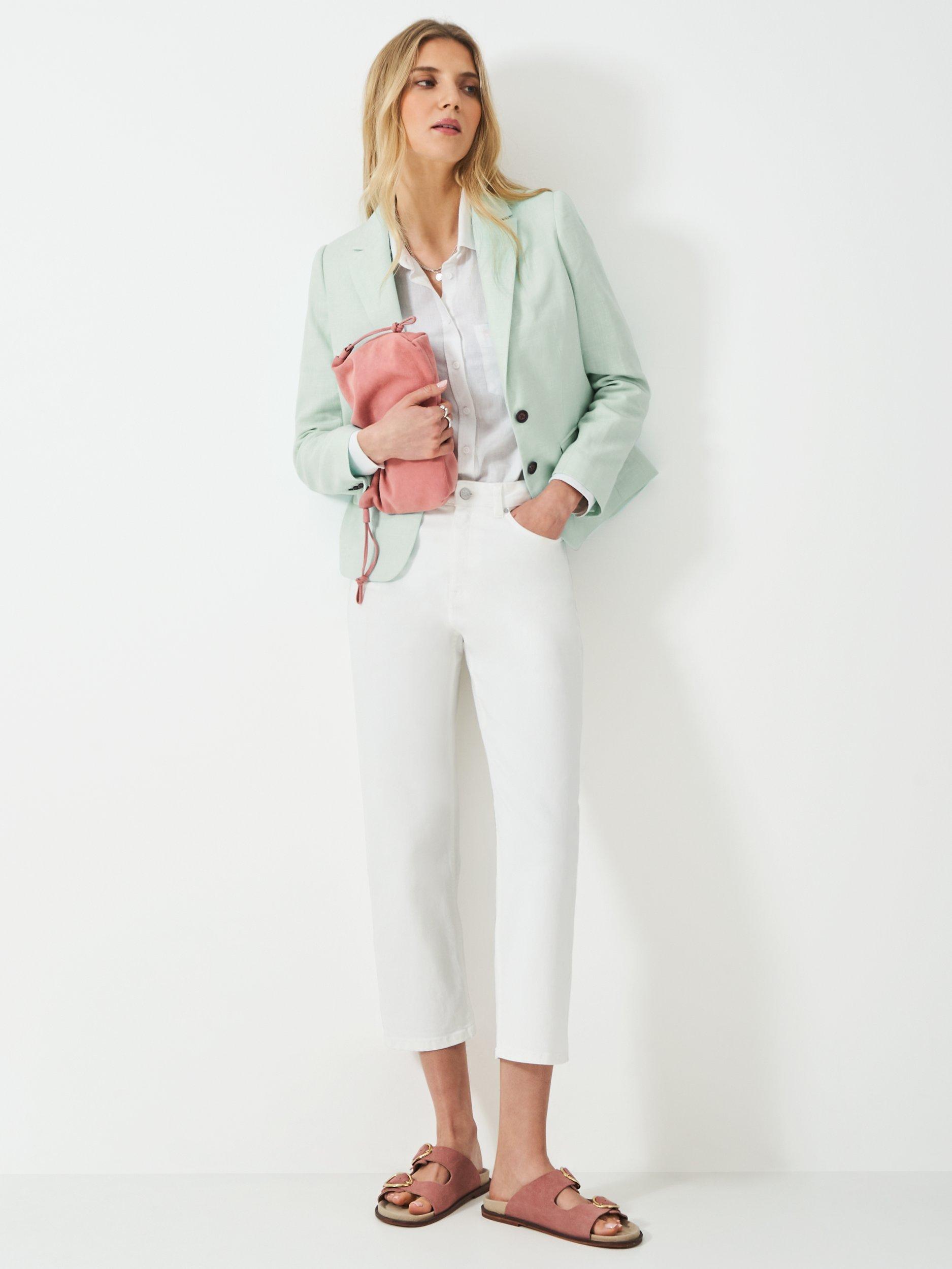 Product image 3 of 5, which shows Crew Clothing Linen Cotton Blend Single Breasted Blazer, Light Green, 6