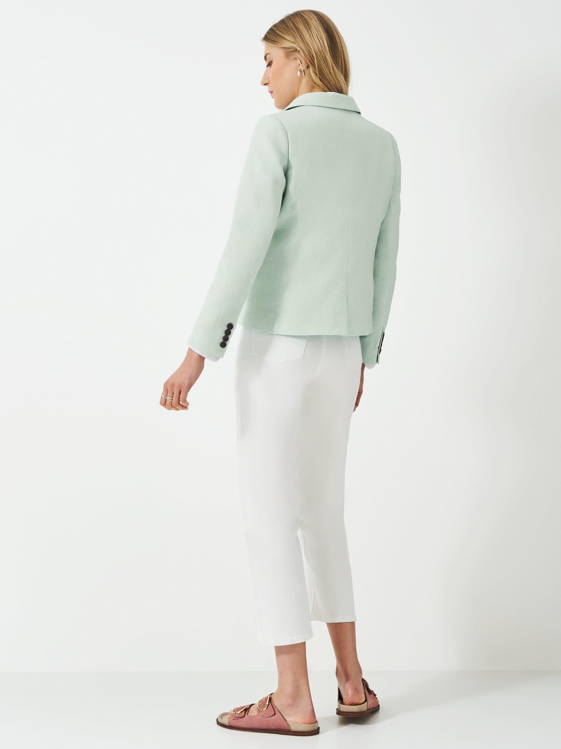 Product image 4 of 5, which shows Crew Clothing Linen Cotton Blend Single Breasted Blazer, Light Green, 6