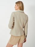 Crew Clothing Linen Cotton Blend Single Breasted Blazer, Oatmeal