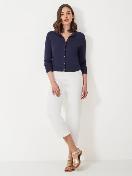 Crew Clothing Pointelle Cardigan, Navy - view 2, Navy