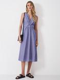 Crew Clothing Alba Cotton Twist-Front Dress, Denim Blue