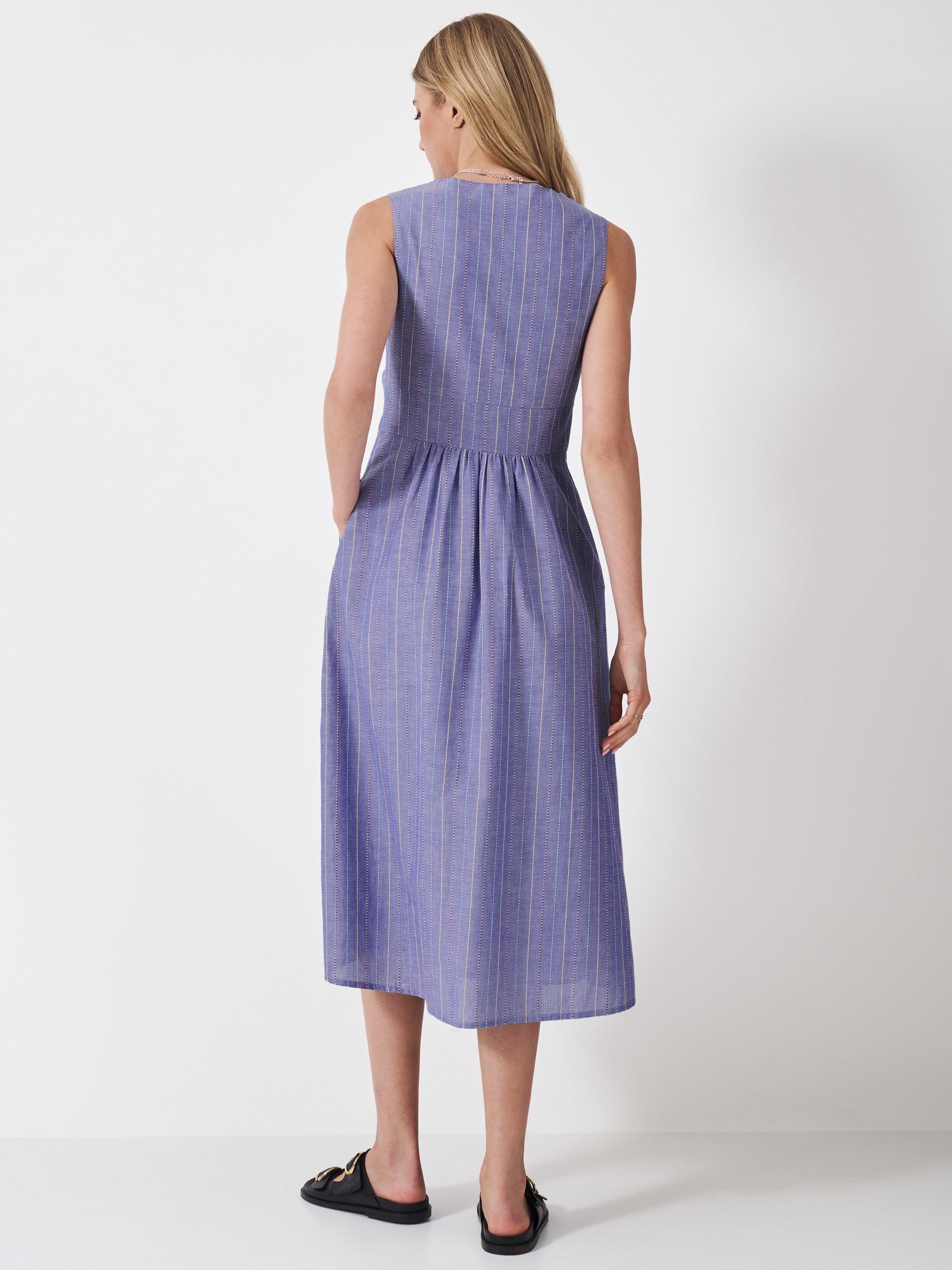 Product image 3 of 5, which shows Crew Clothing Alba Cotton Twist-Front Dress, Denim Blue, 6