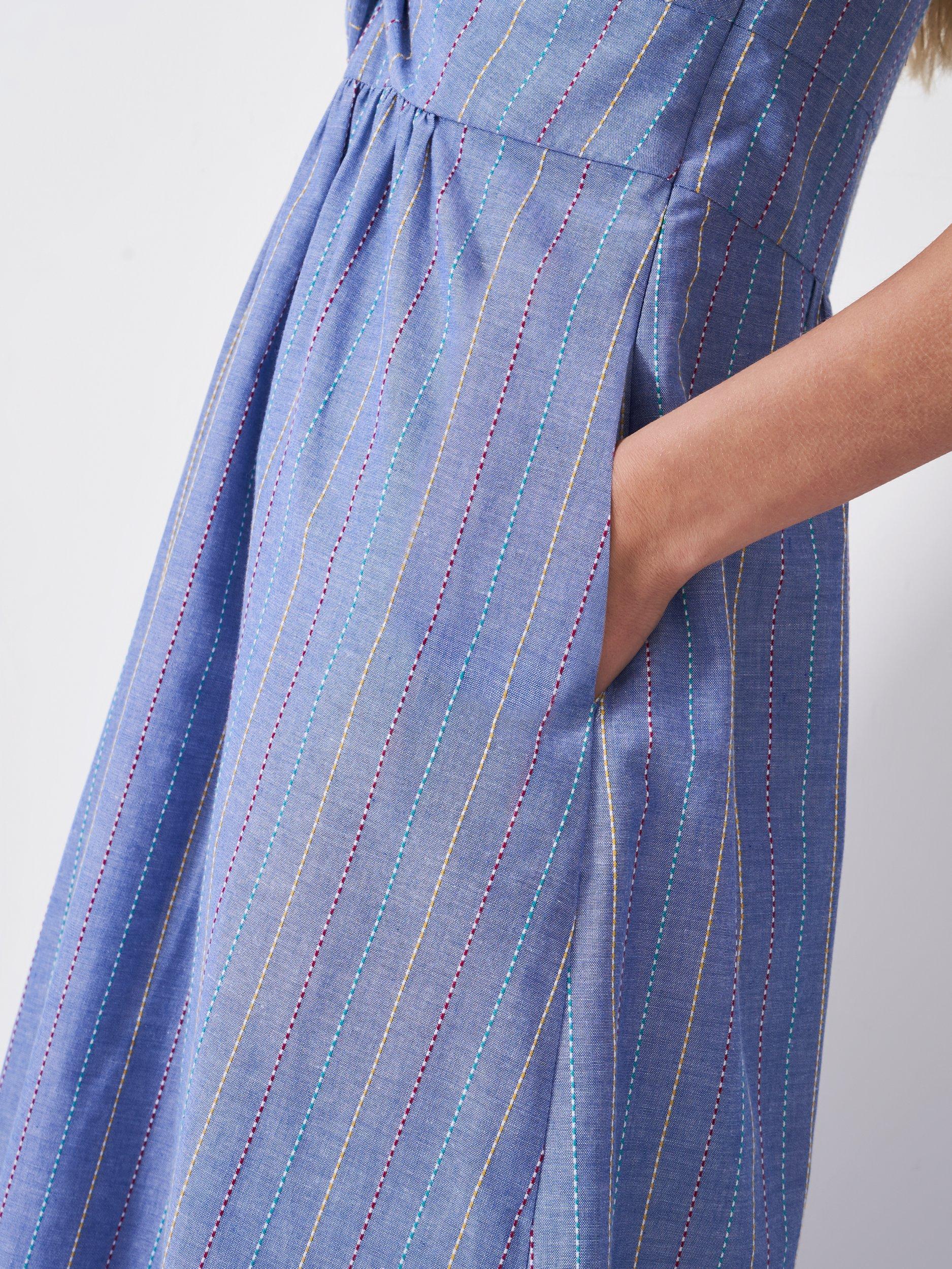 Product image 4 of 5, which shows Crew Clothing Alba Cotton Twist-Front Dress, Denim Blue, 6
