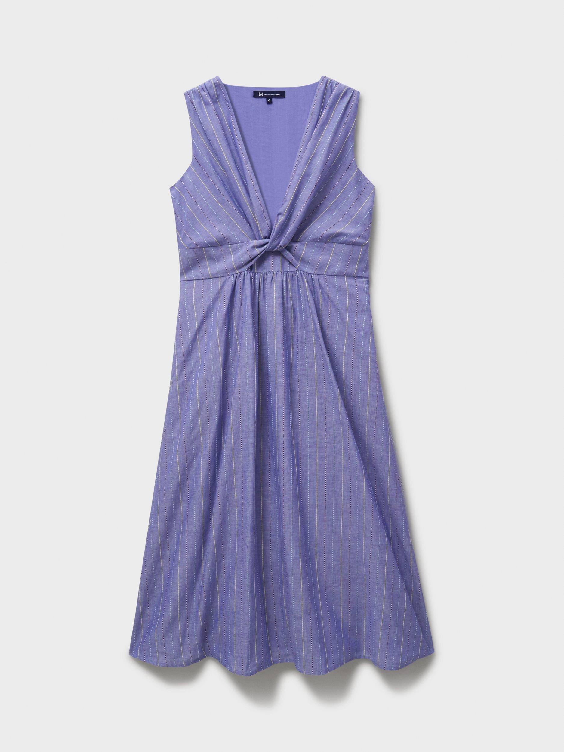 Product image 5 of 5, which shows Crew Clothing Alba Cotton Twist-Front Dress, Denim Blue, 6