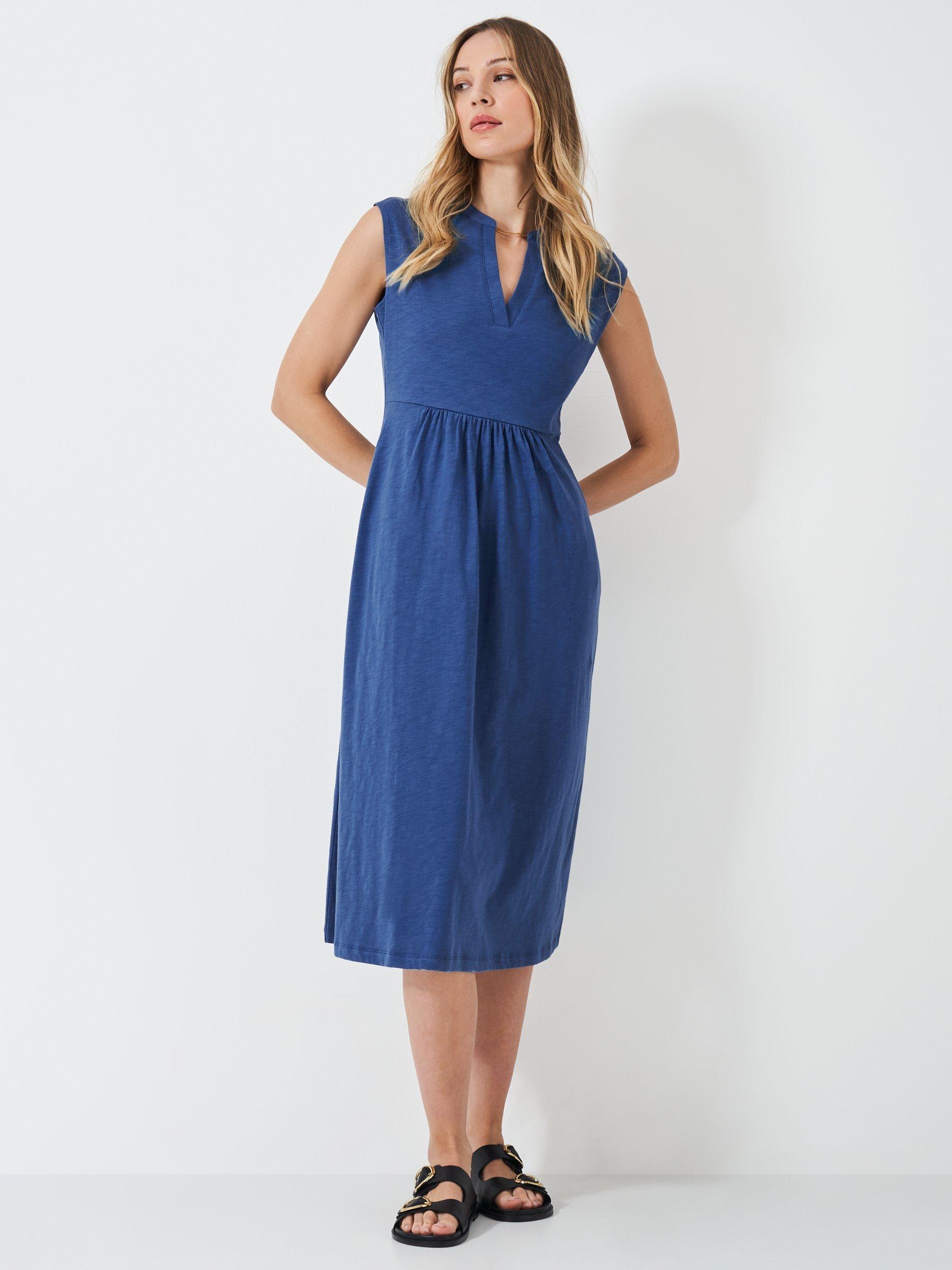Crew Clothing Adina Jersey Midi Dress, Bright Blue