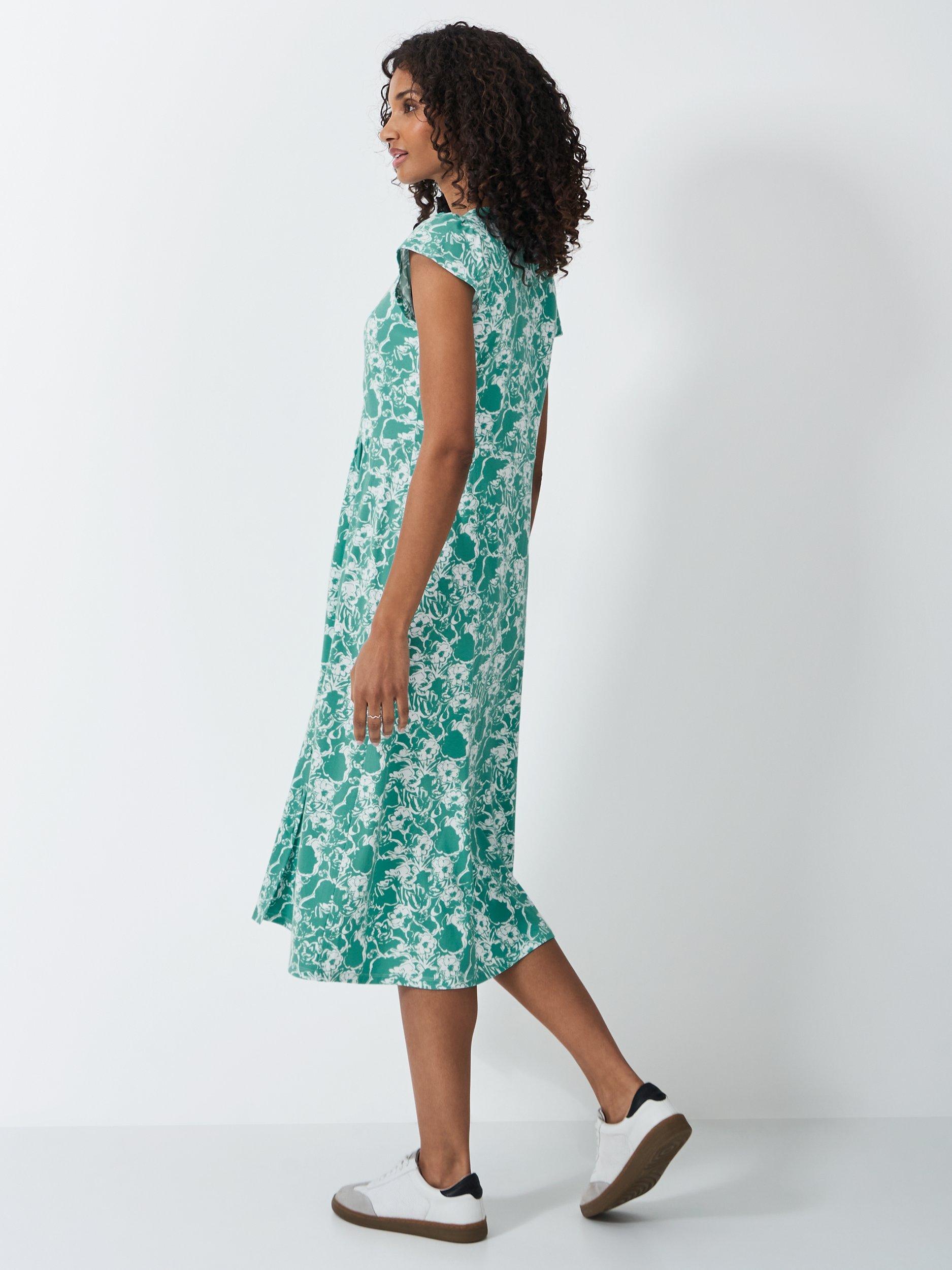Product image 2 of 5, which shows Crew Clothing Alyssia Floral Jersey Dress, Teal Blue/White, 6