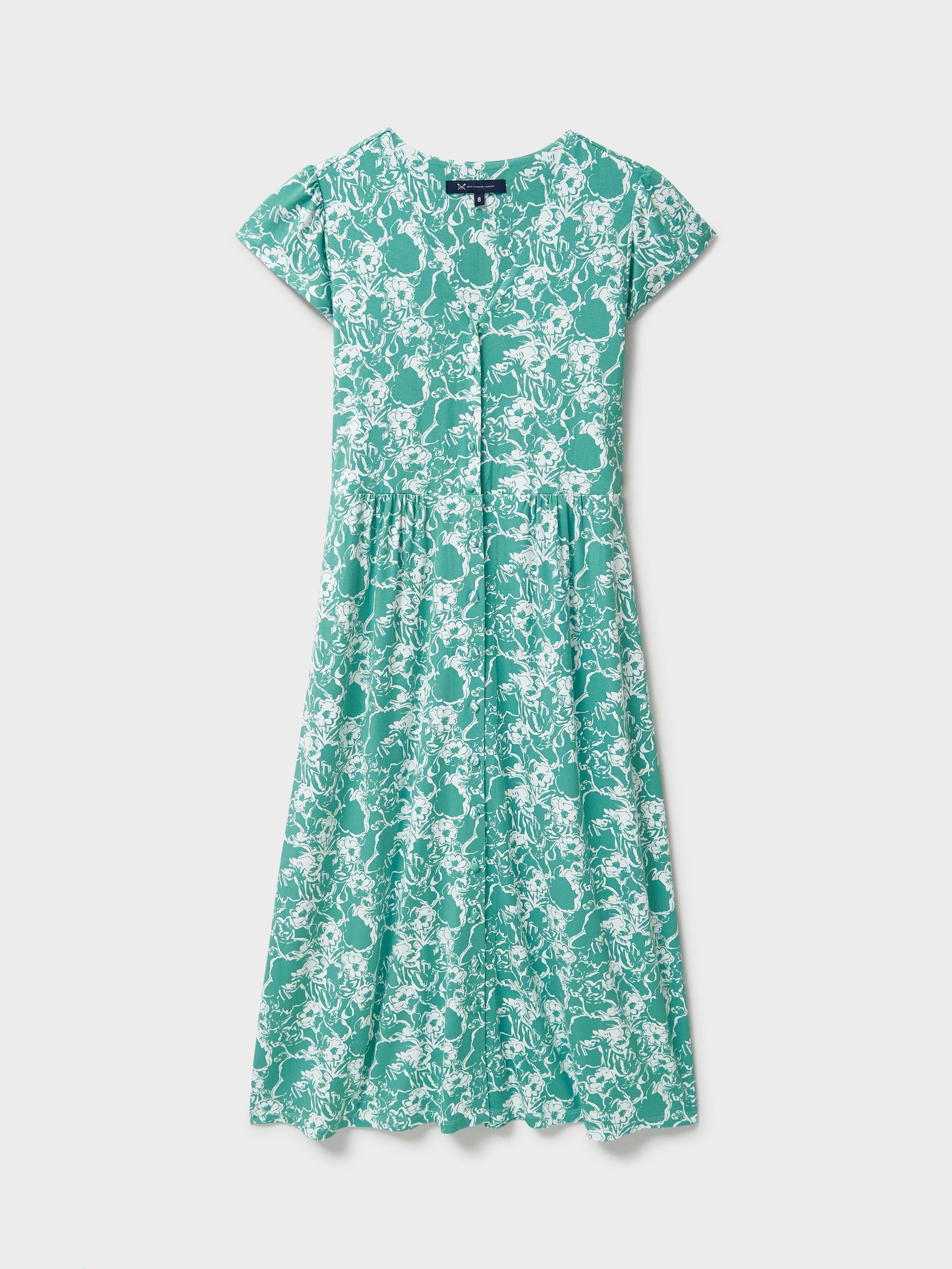 Product image 5 of 5, which shows Crew Clothing Alyssia Floral Jersey Dress, Teal Blue/White, 6