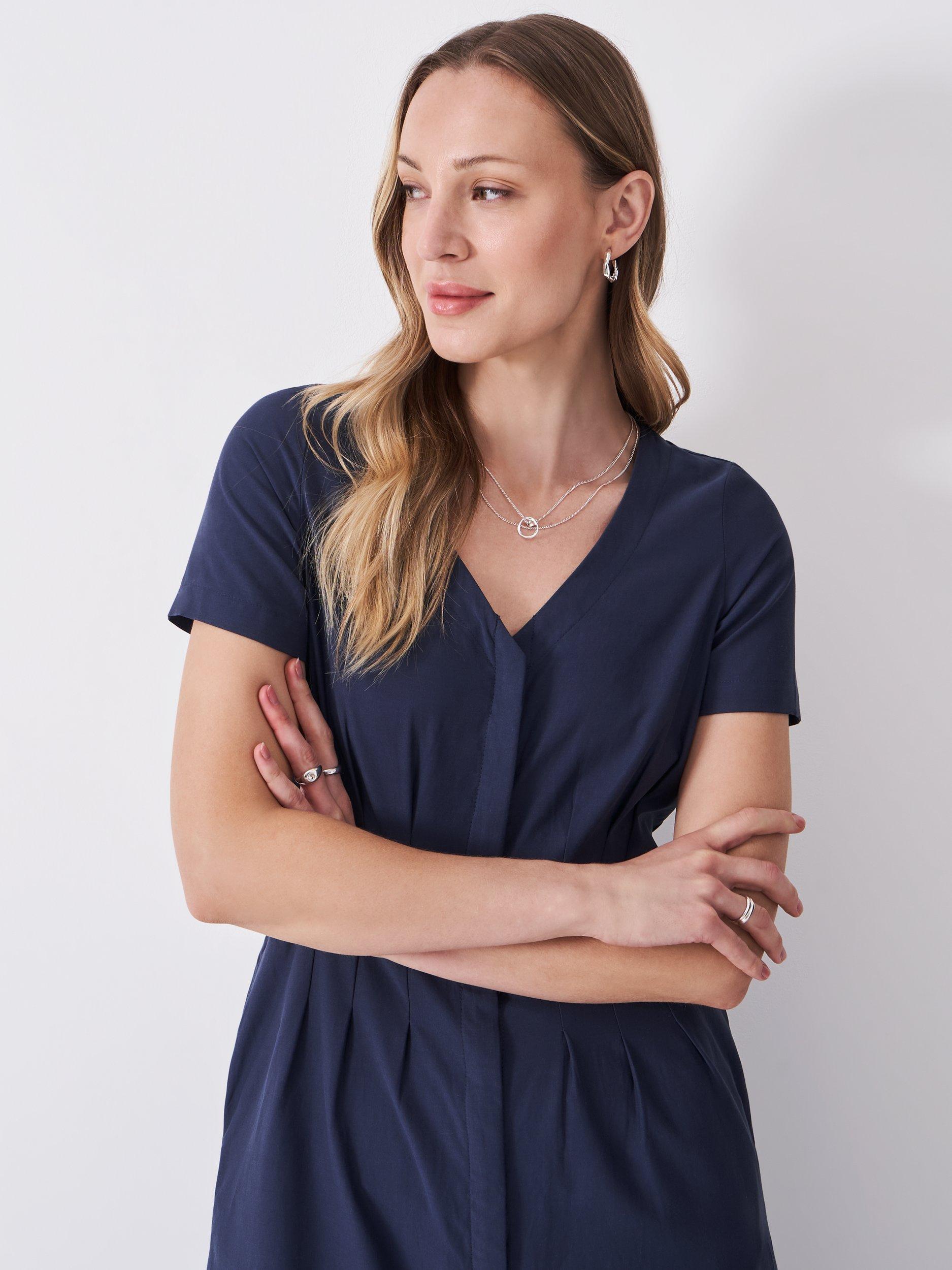 Product image 2 of 5, which shows Crew Clothing Jenna Darted Midi Dress, Denim Blue, 6