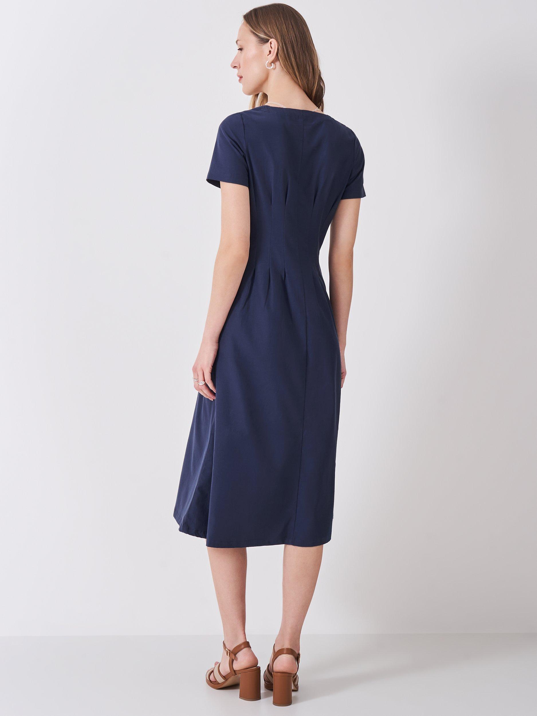 Product image 3 of 5, which shows Crew Clothing Jenna Darted Midi Dress, Denim Blue, 6
