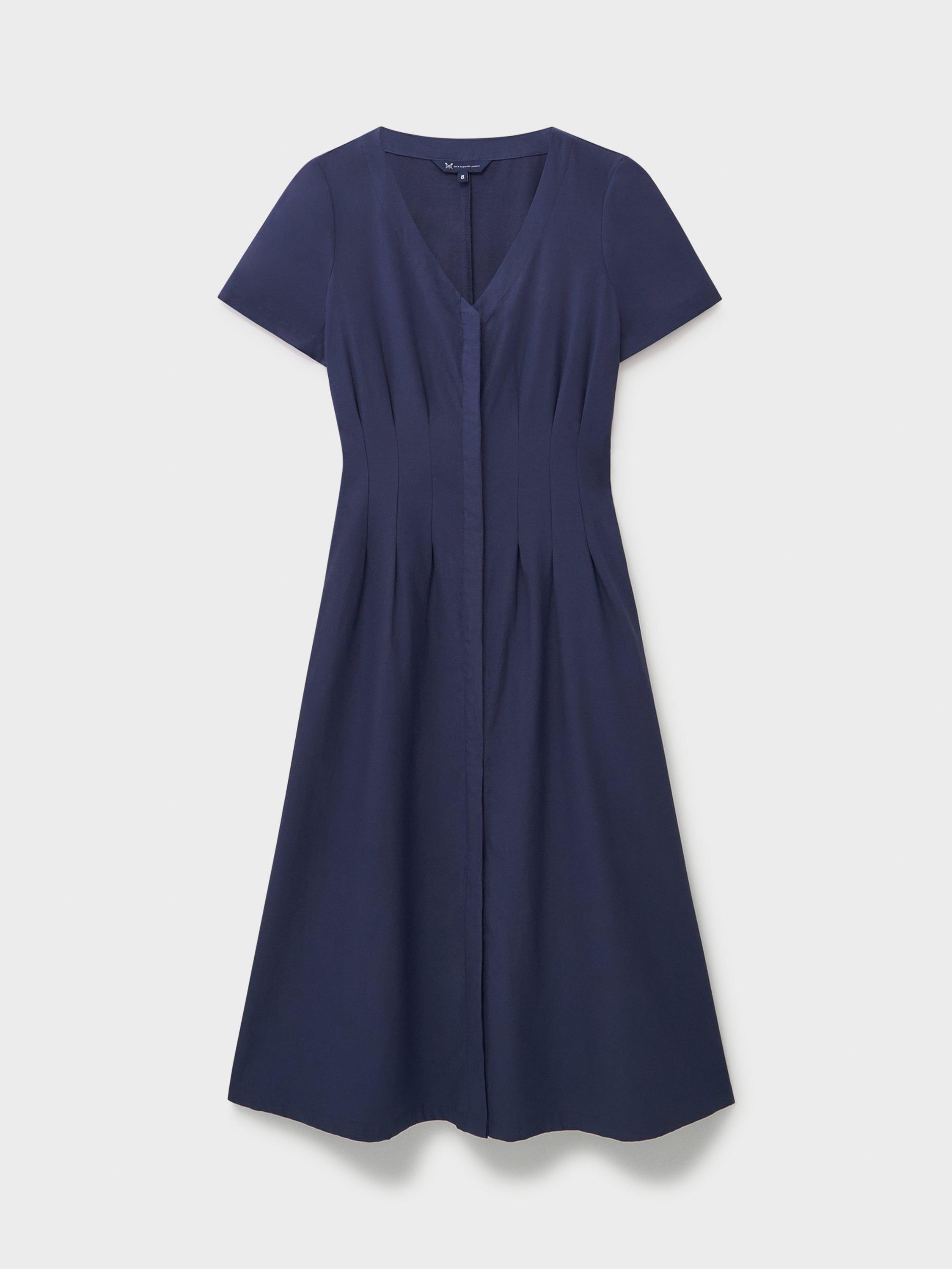 Product image 5 of 5, which shows Crew Clothing Jenna Darted Midi Dress, Denim Blue, 6