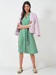 Crew Clothing Emma Geometric Dress, Green/White