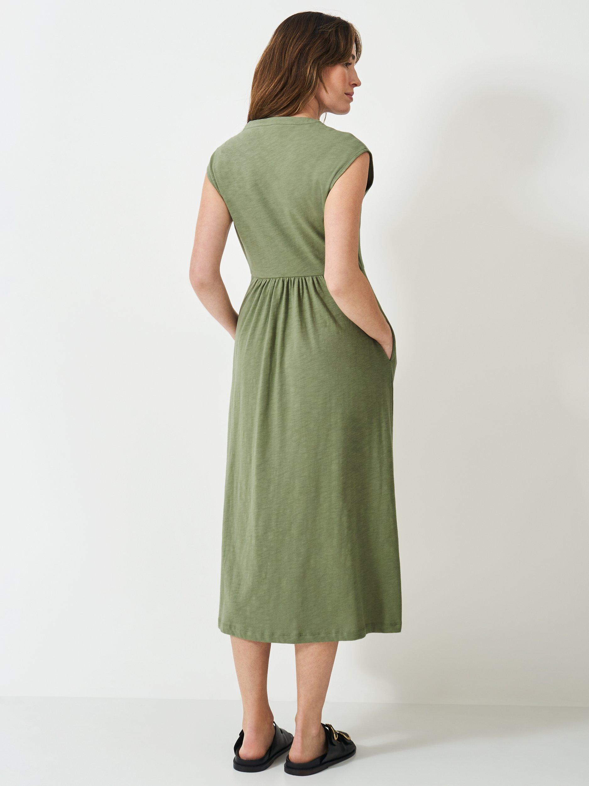 Product image 3 of 5, which shows Crew Clothing Adina Jersey Midi Dress, Dark Green, 6