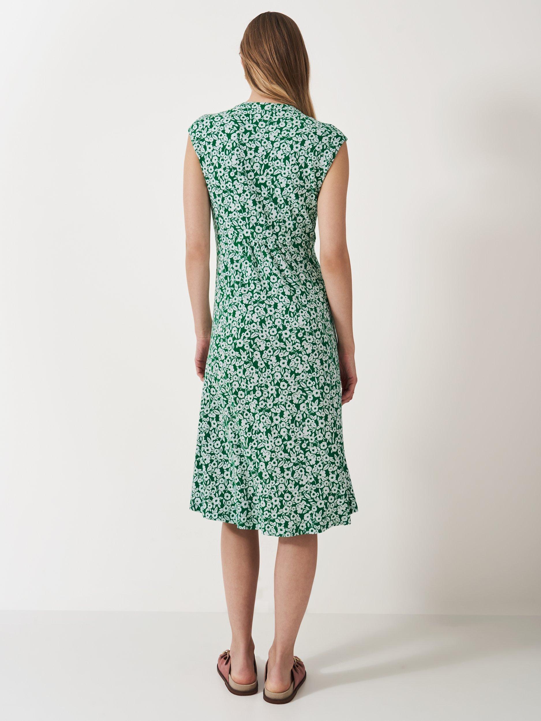 Product image 3 of 5, which shows Crew Clothing Nina Nicola Floral Dress, Green/White, 6