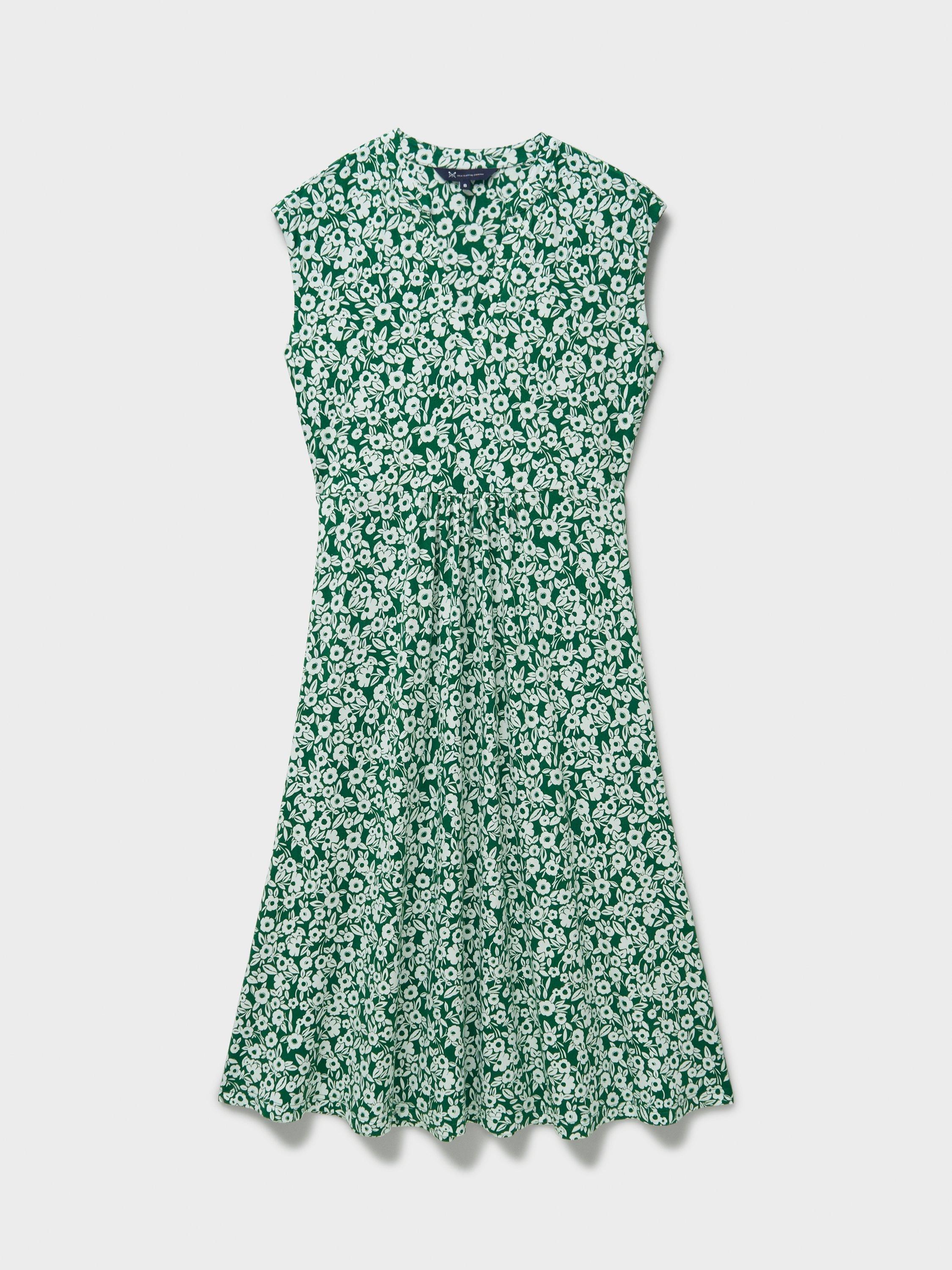 Product image 5 of 5, which shows Crew Clothing Nina Nicola Floral Dress, Green/White, 6