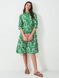 Crew Clothing Eleanor Floral Shirt Dress, Light Green/White