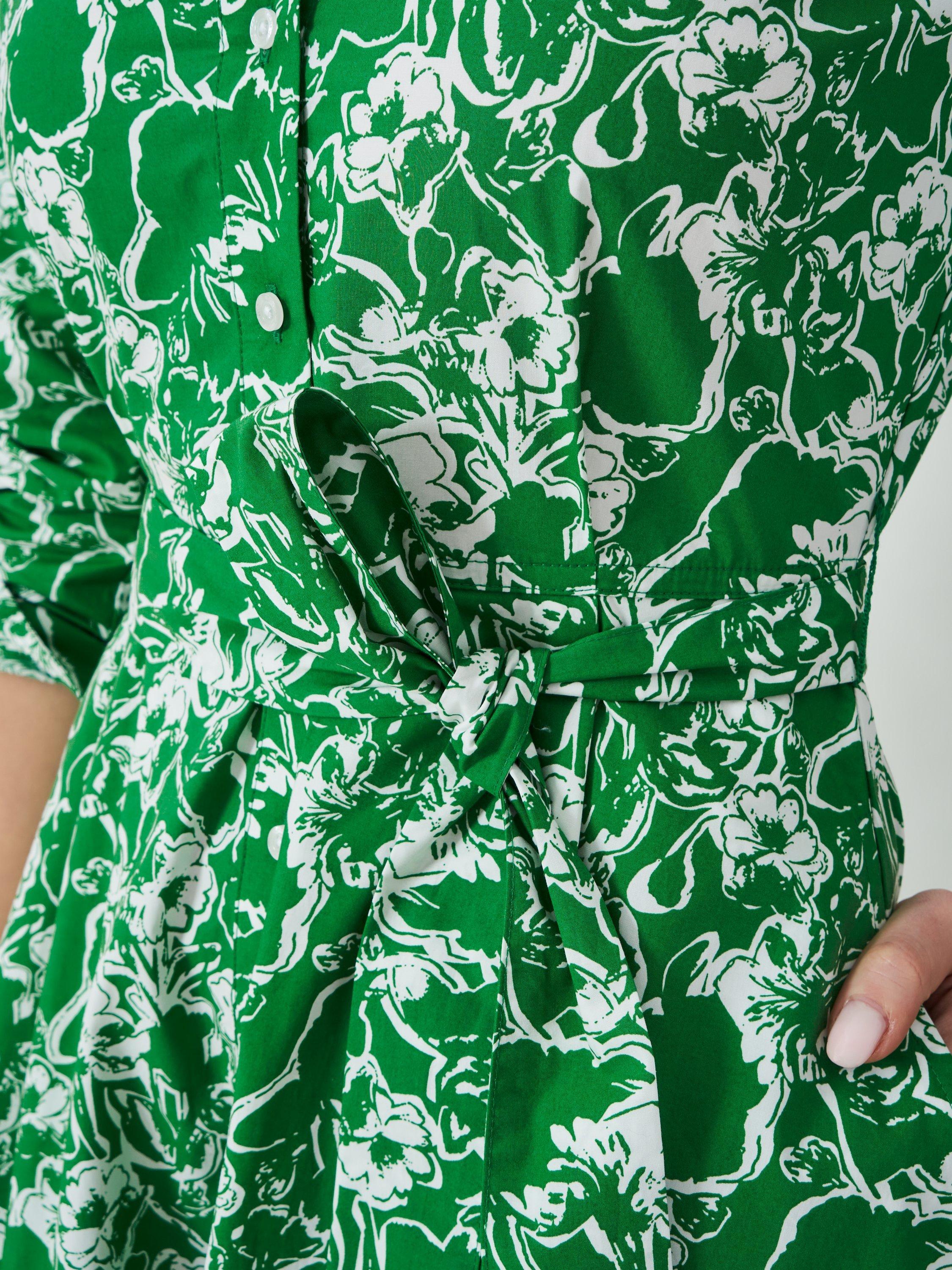Product image 4 of 5, which shows Crew Clothing Eleanor Floral Shirt Dress, Light Green/White, 6