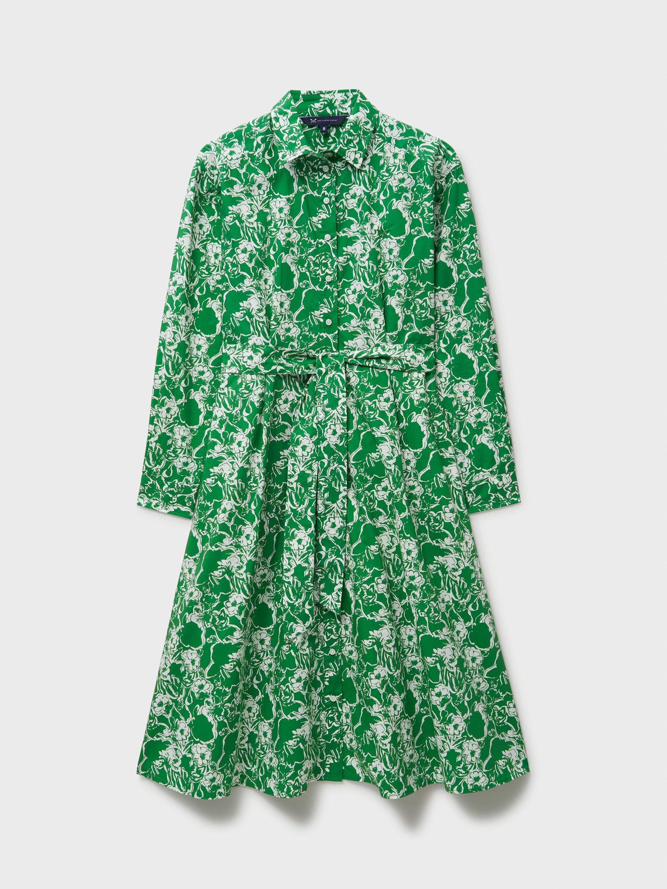 Product image 5 of 5, which shows Crew Clothing Eleanor Floral Shirt Dress, Light Green/White, 6