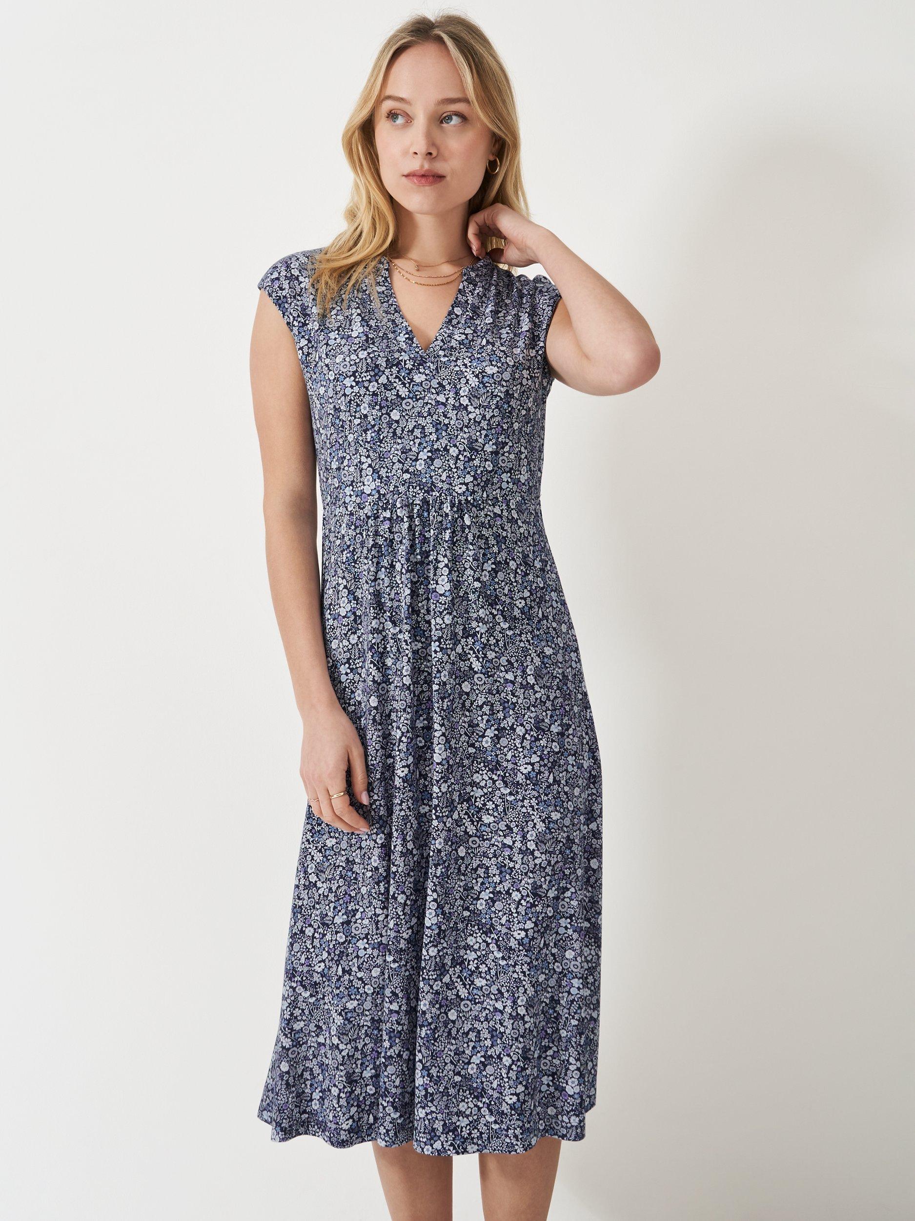 Product image 2 of 6, which shows Crew Clothing Nina Hazel Floral Dress, Navy, 6