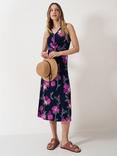 Crew Clothing Floral Twist Detail Jersey Dress, Multi, Multi