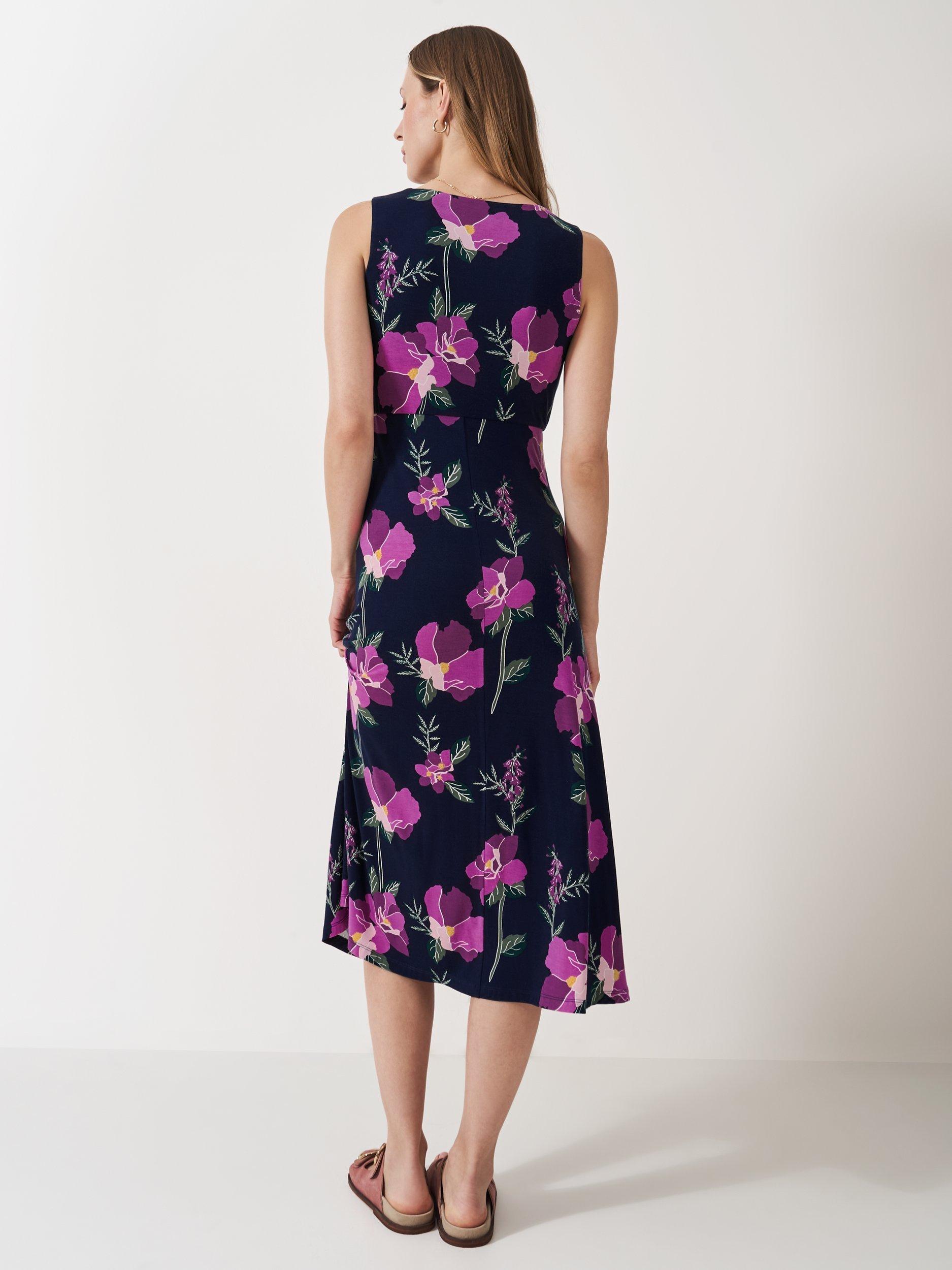 Product image 3 of 5, which shows Crew Clothing Floral Twist Detail Jersey Dress, Multi, 6