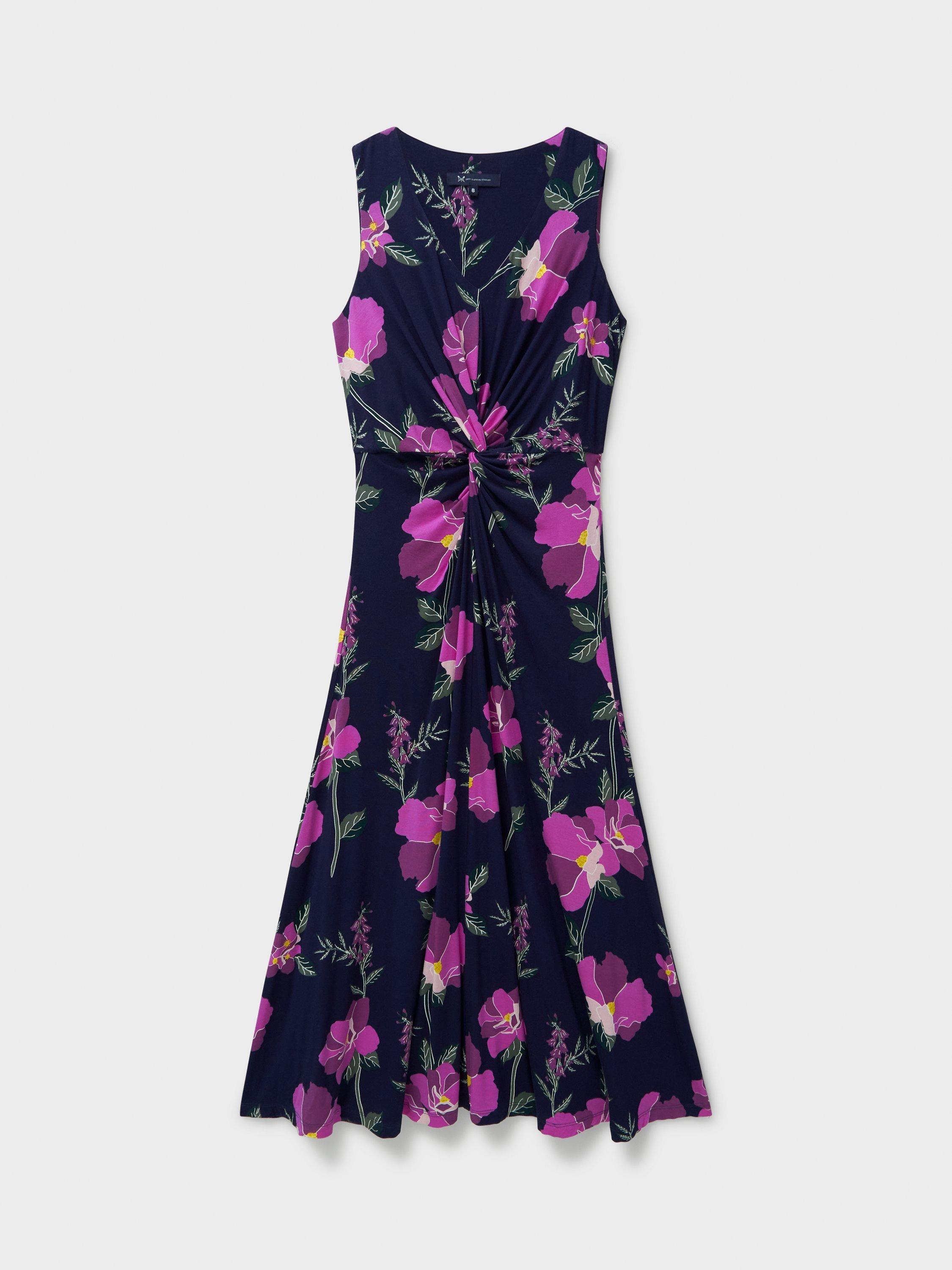 Product image 5 of 5, which shows Crew Clothing Floral Twist Detail Jersey Dress, Multi, 6