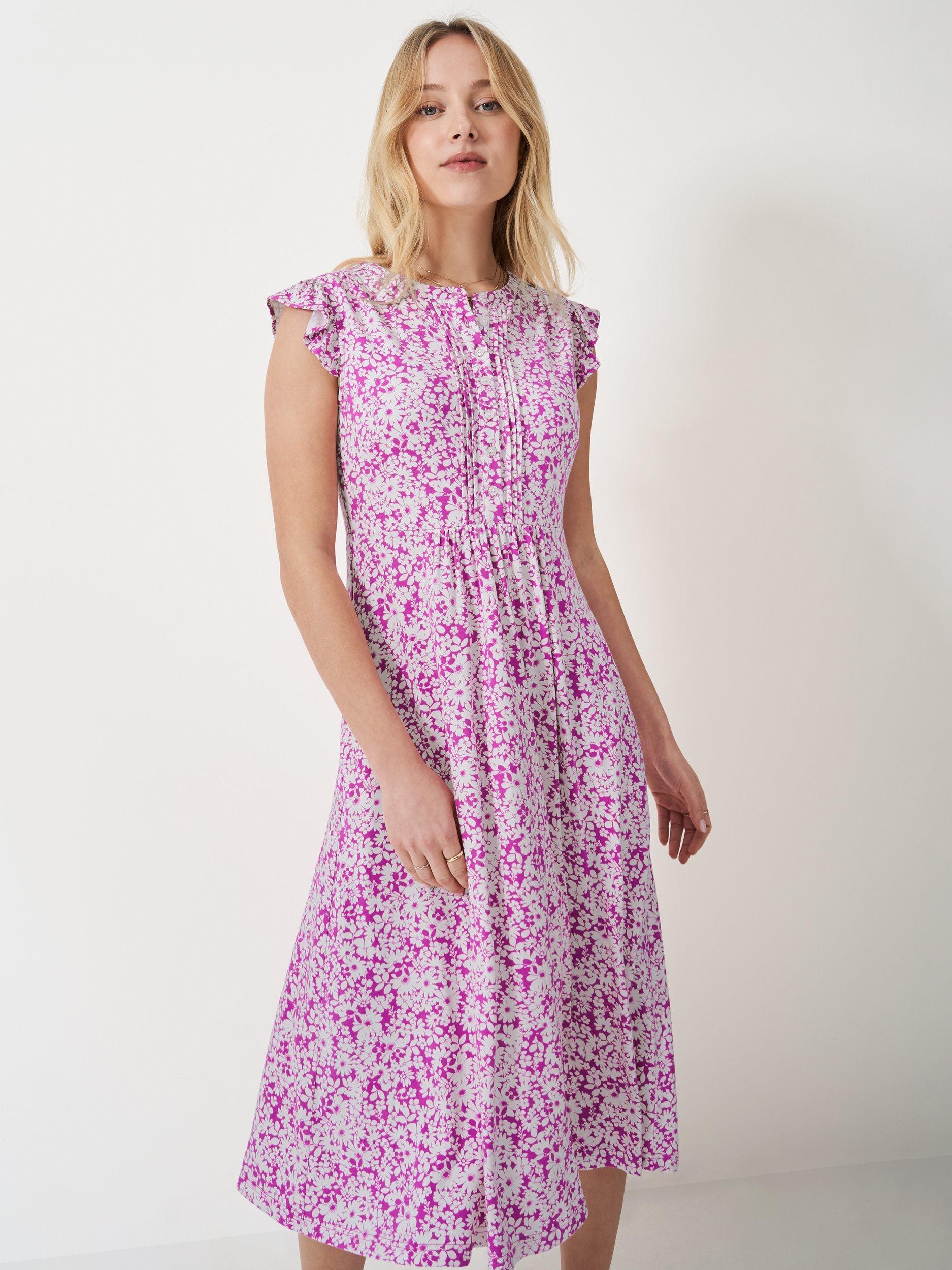 Product image 1 of 5, which shows Crew Clothing Lydia Kylie Floral Dress, Purple, 6