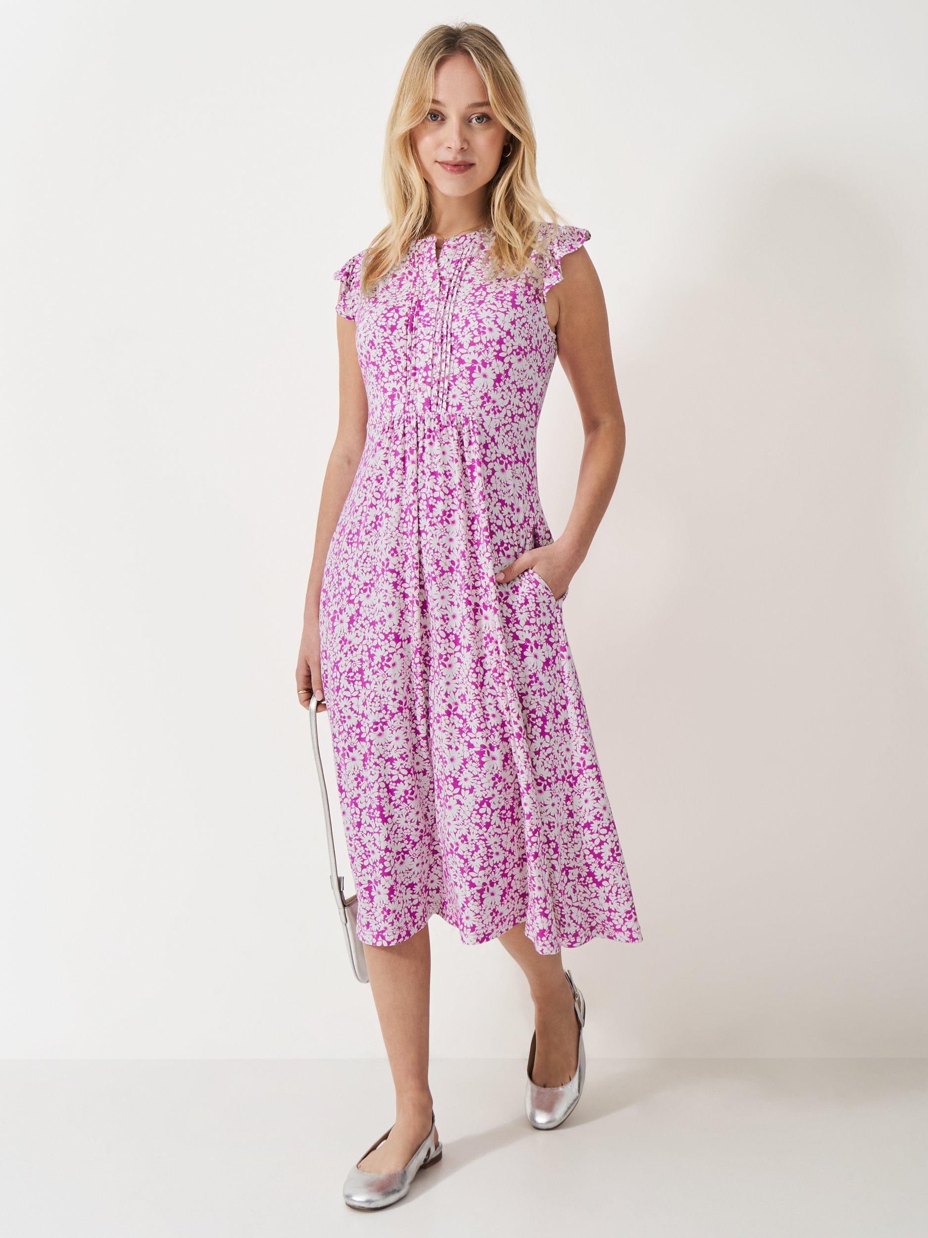 Product image 2 of 5, which shows Crew Clothing Lydia Kylie Floral Dress, Purple, 6