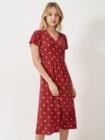 Crew Clothing Edith Polka Dot Wrap Jersey Dress, Red, Red