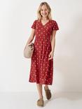Crew Clothing Edith Polka Dot Wrap Jersey Dress, Red, Red