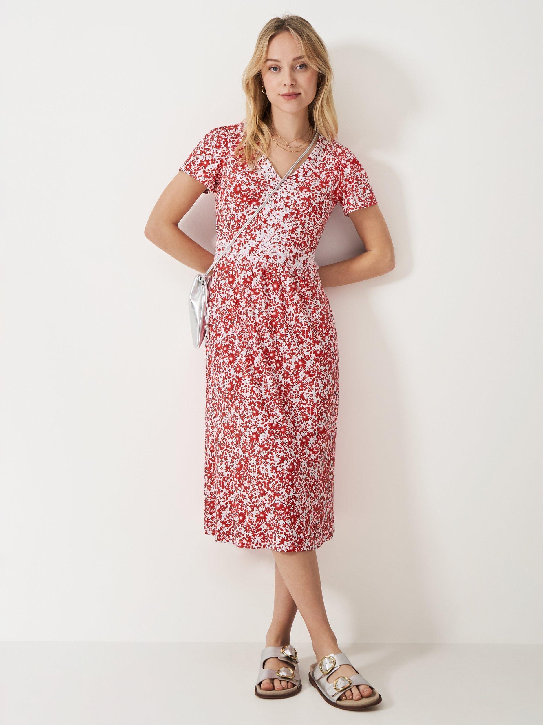 Product image 2 of 5, which shows Crew Clothing Myla Kylie Floral Jersey Dress, Red, 6