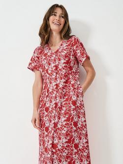 Crew Clothing Jenna Darted Jersey Dress, Red/White, Red/White