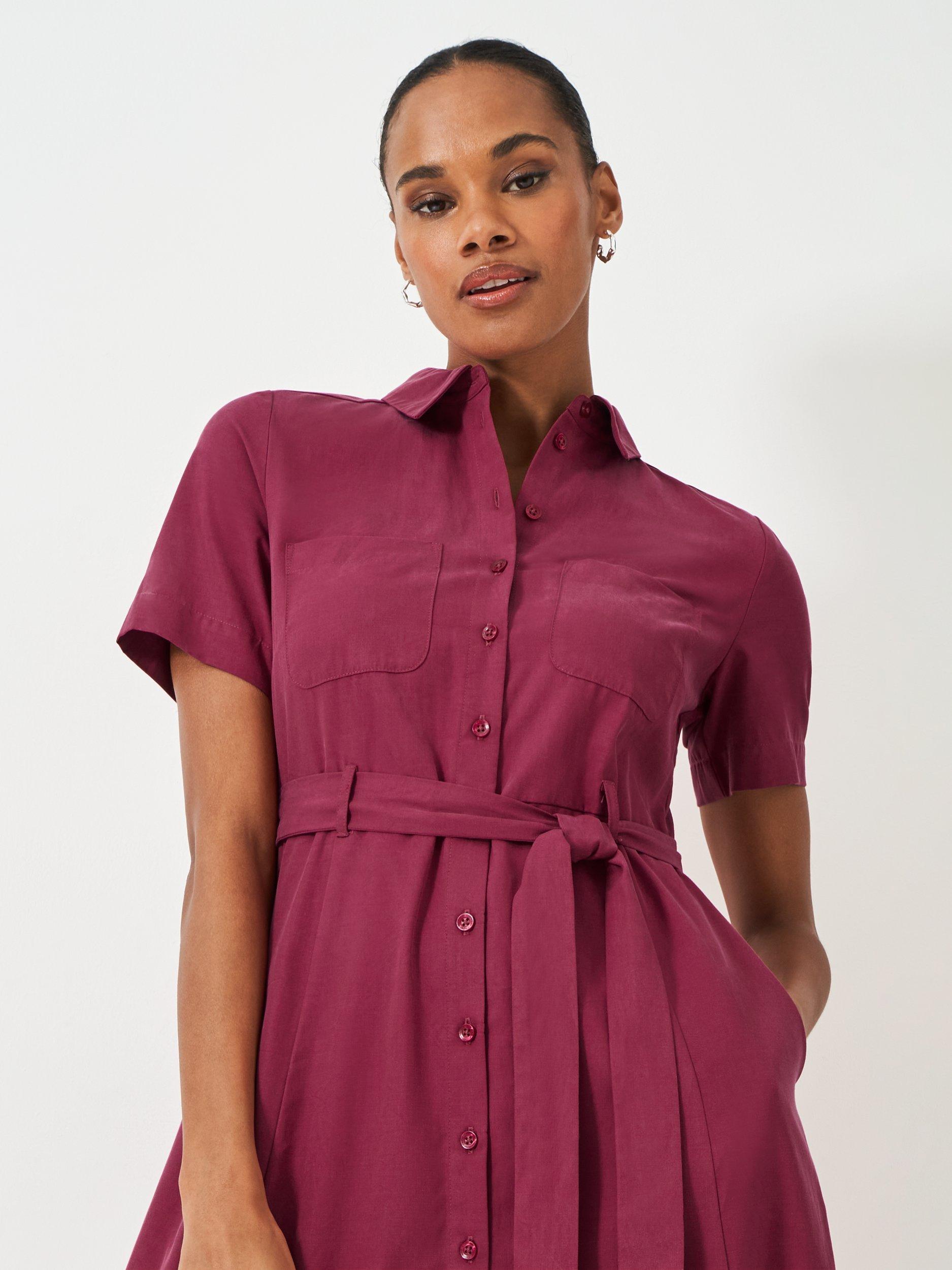 Product image 1 of 5, which shows Crew Clothing Bethany Belted Shirt Dress, Light Red, 6