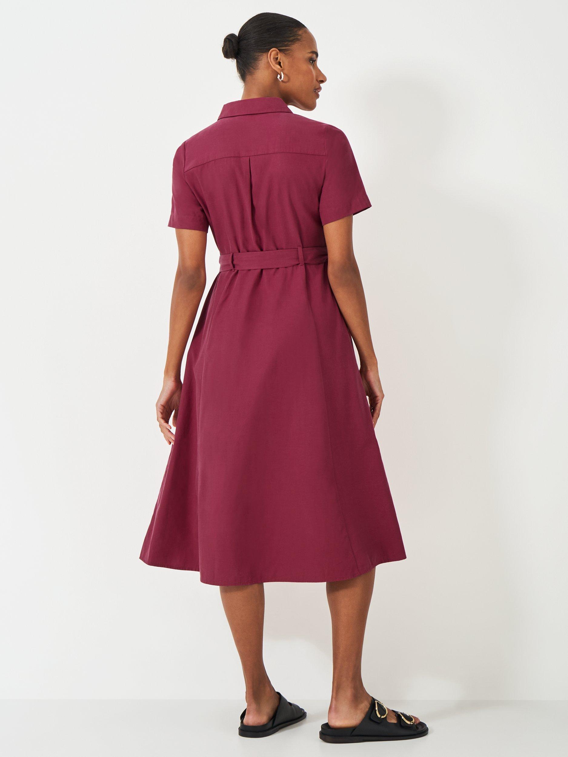 Product image 3 of 5, which shows Crew Clothing Bethany Belted Shirt Dress, Light Red, 6