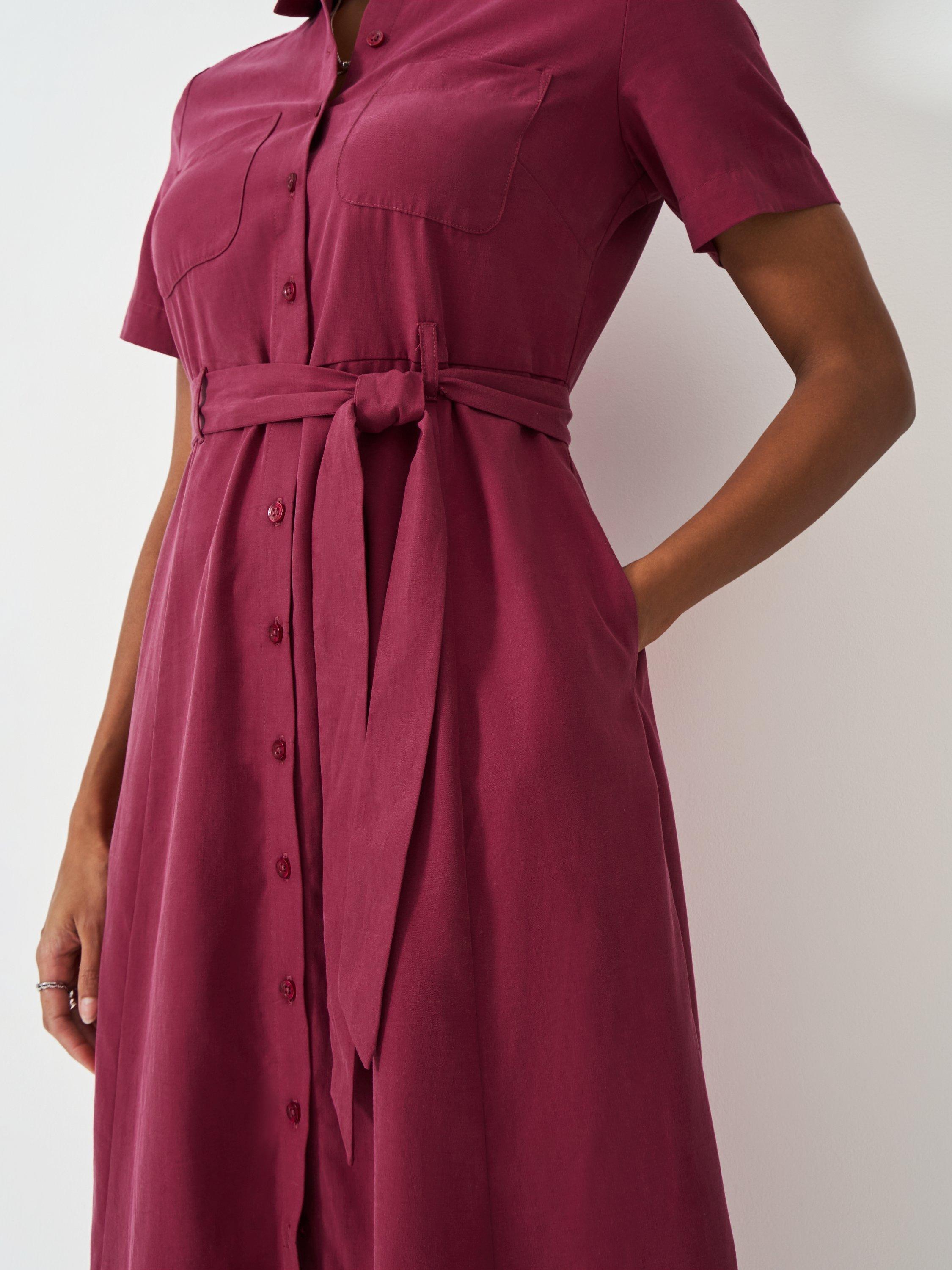 Product image 4 of 5, which shows Crew Clothing Bethany Belted Shirt Dress, Light Red, 6