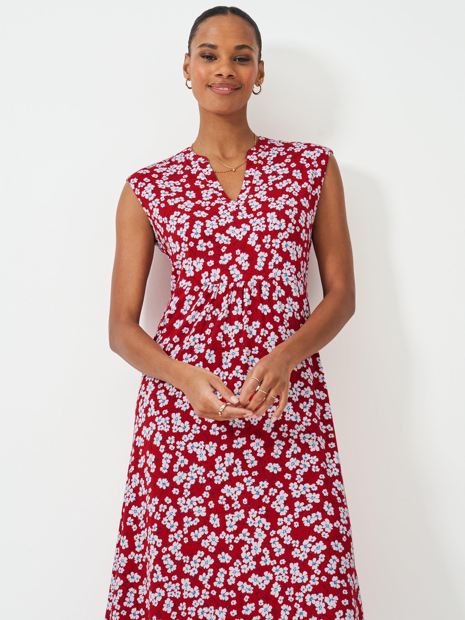 Product image 2 of 5, which shows Crew Clothing Nina Leya Floral Dress, Red/Multi, 6