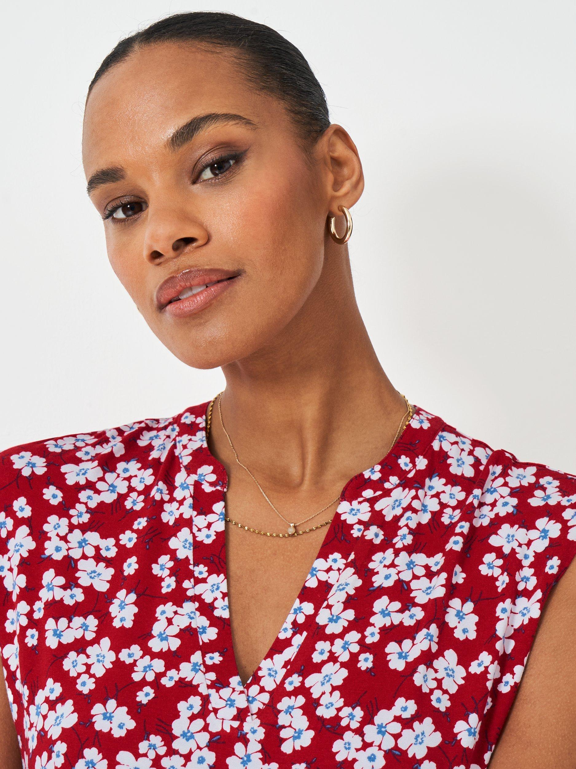 Product image 4 of 5, which shows Crew Clothing Nina Leya Floral Dress, Red/Multi, 6
