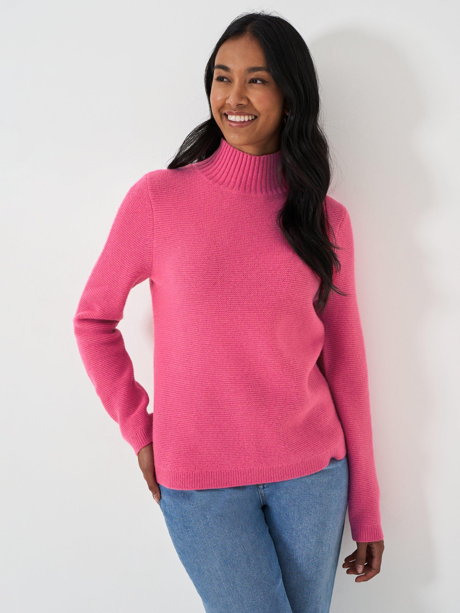 Crew Clothing Funnel Neck Merino Wool Rich Jumper, Rose Pink