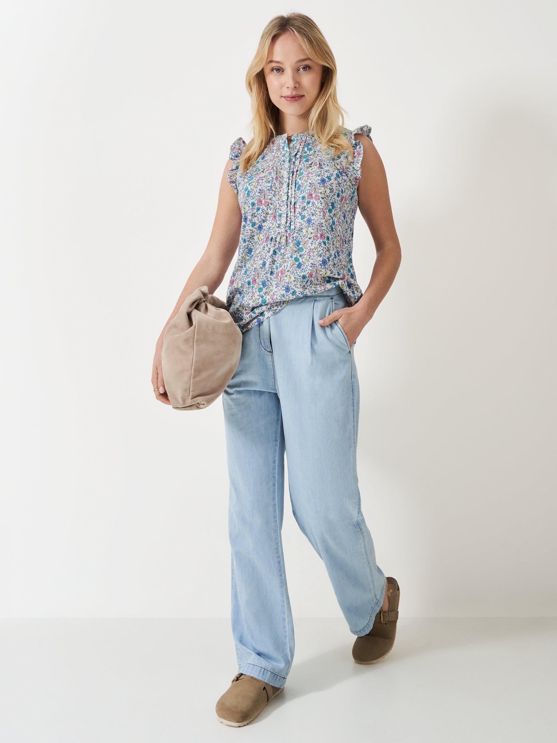 Product image 2 of 5, which shows Crew Clothing Lydia Floral Sleeveless Top, White/Multi, 6
